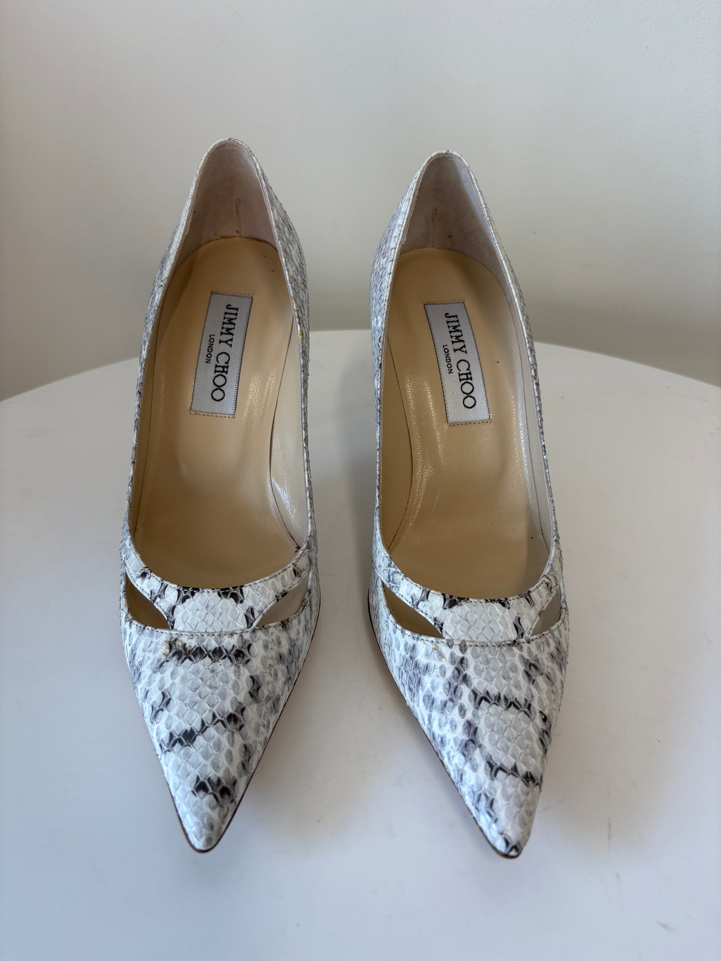 Jimmy Choo 081 Margo Elaphe Snake Natural Pumps
