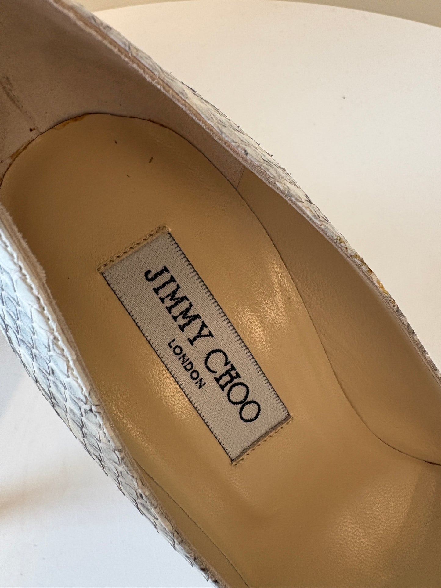 Jimmy Choo 081 Margo Elaphe Snake Natural Pumps