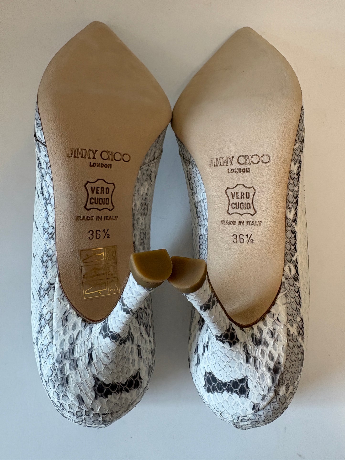 Jimmy Choo 081 Margo Elaphe Snake Natural Pumps