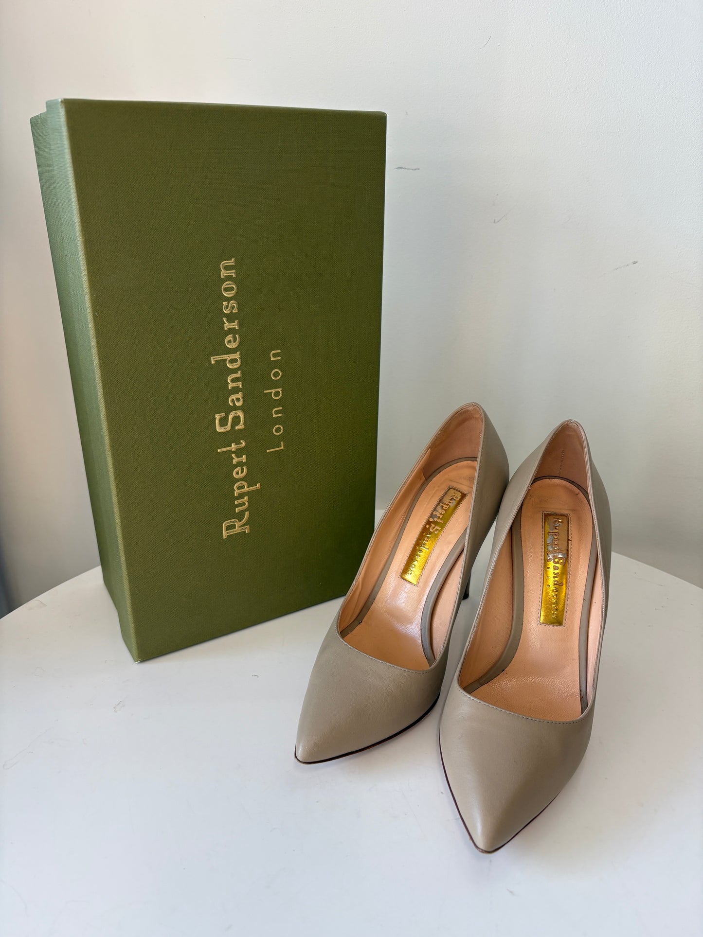 Rupert Sanderson Beige Malory Stone Nappa Pumps