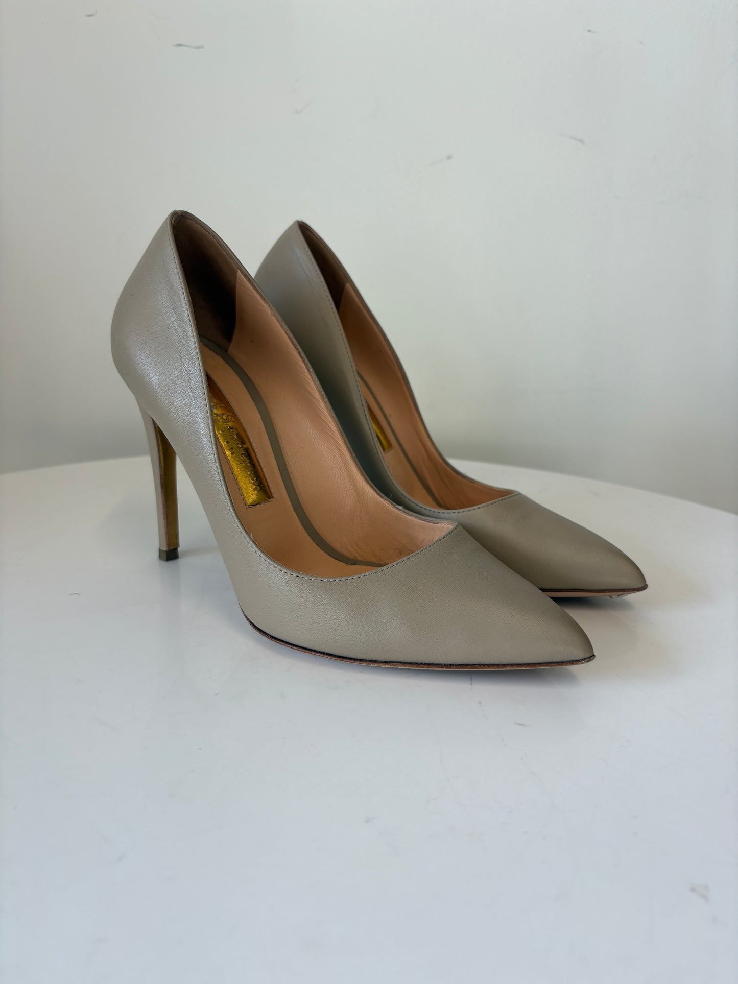 Rupert Sanderson Beige Malory Stone Nappa Pumps