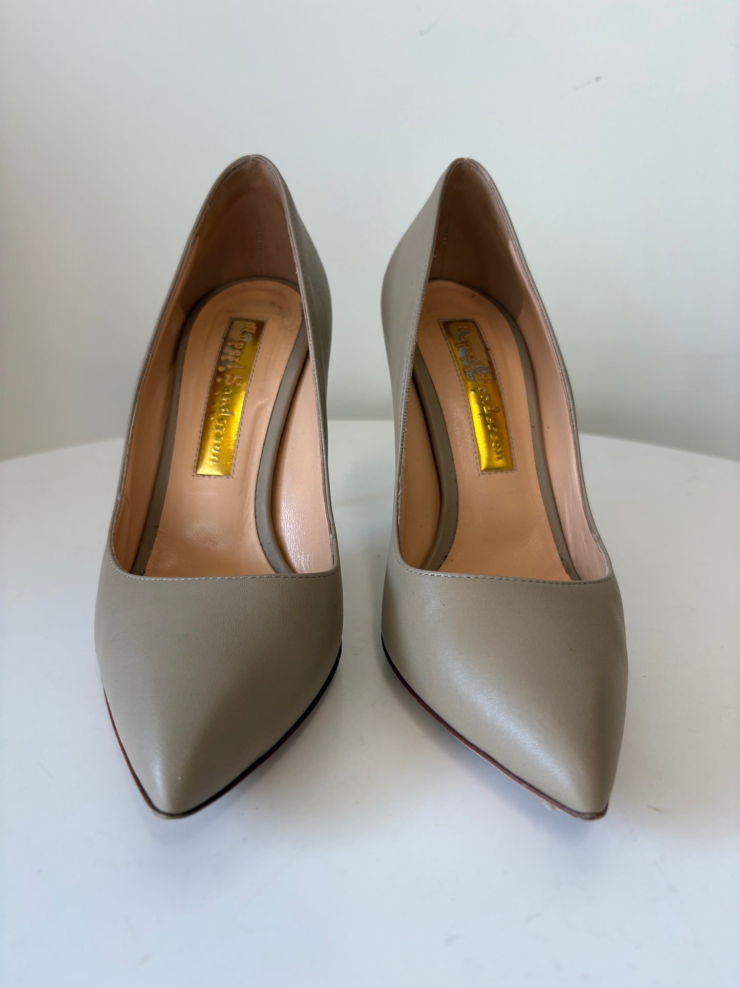 Rupert Sanderson Beige Malory Stone Nappa Pumps
