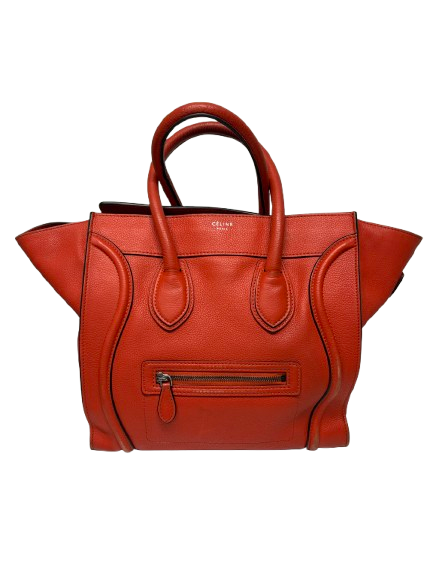 Celine Orange Leather Luggage Tote Bag (pre-owned)