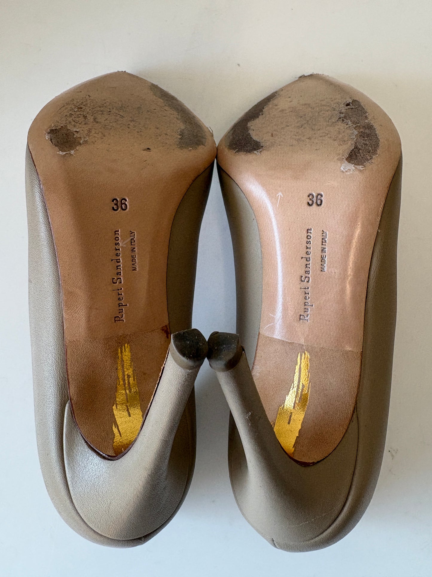 Rupert Sanderson Beige Malory Stone Nappa Pumps