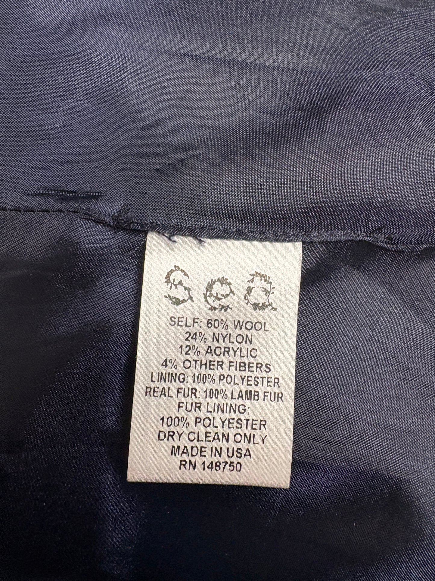 Sea New York Orange/Navy Check Coat With Shearling Collar (pre-owned)