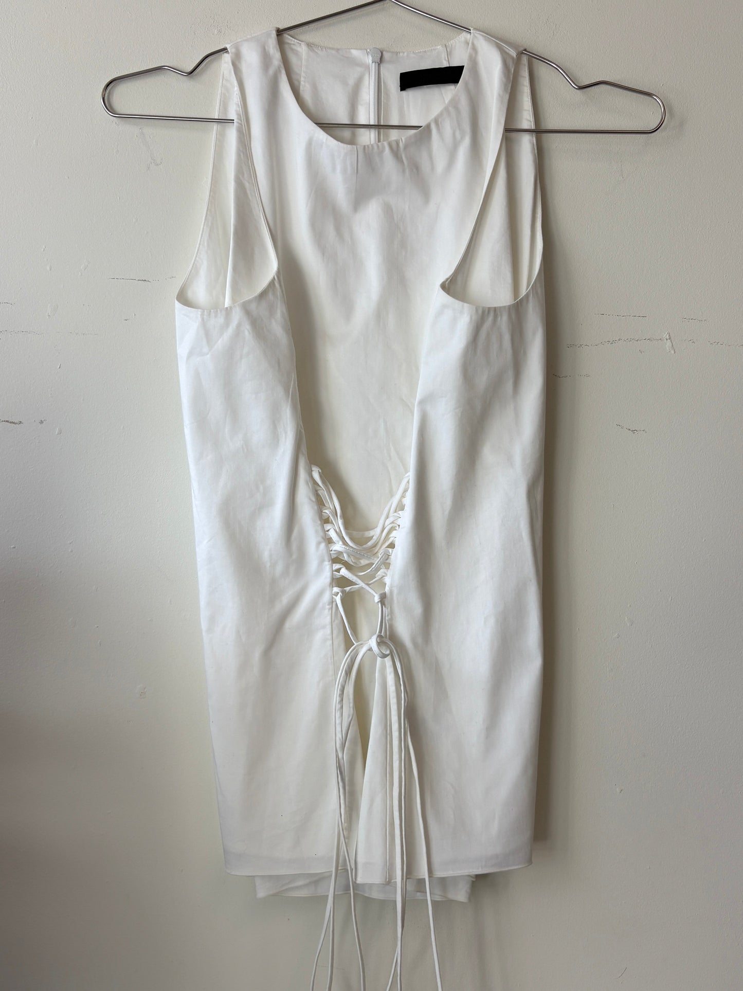 The Row White Ruched Tie Front Top