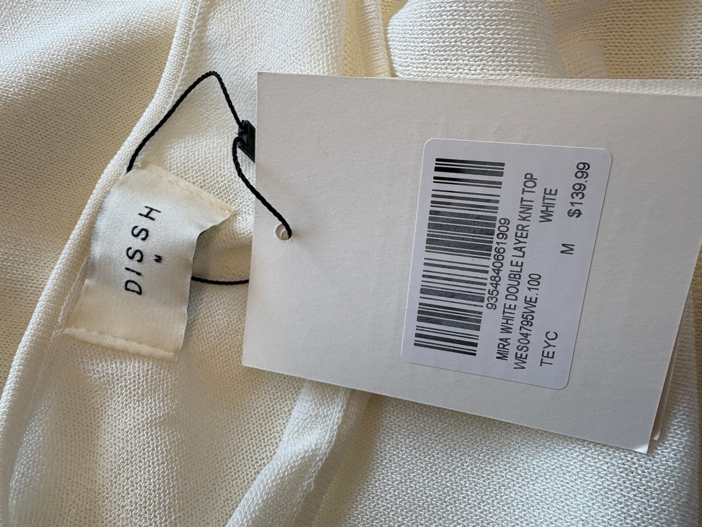 Dissh Mira White double Layer Knit Top