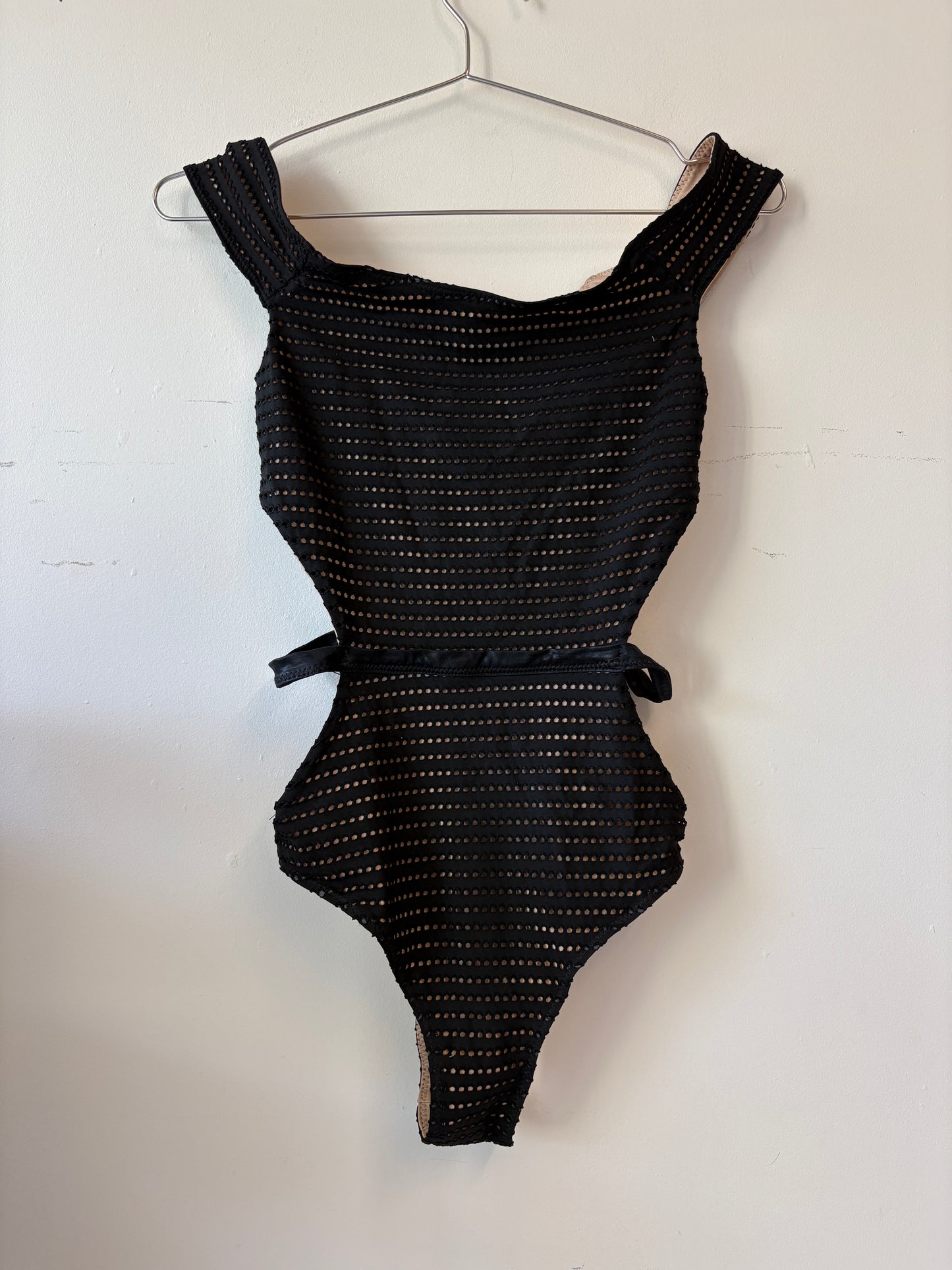 Fleur Du Mal Black Perforated Swimsuit