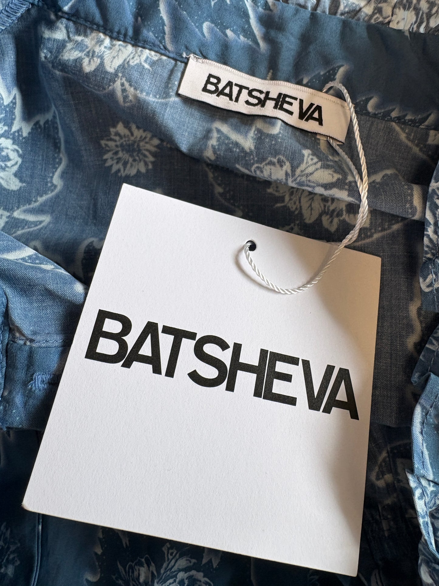 Batsheva Antique Floral Mini Dress Blue