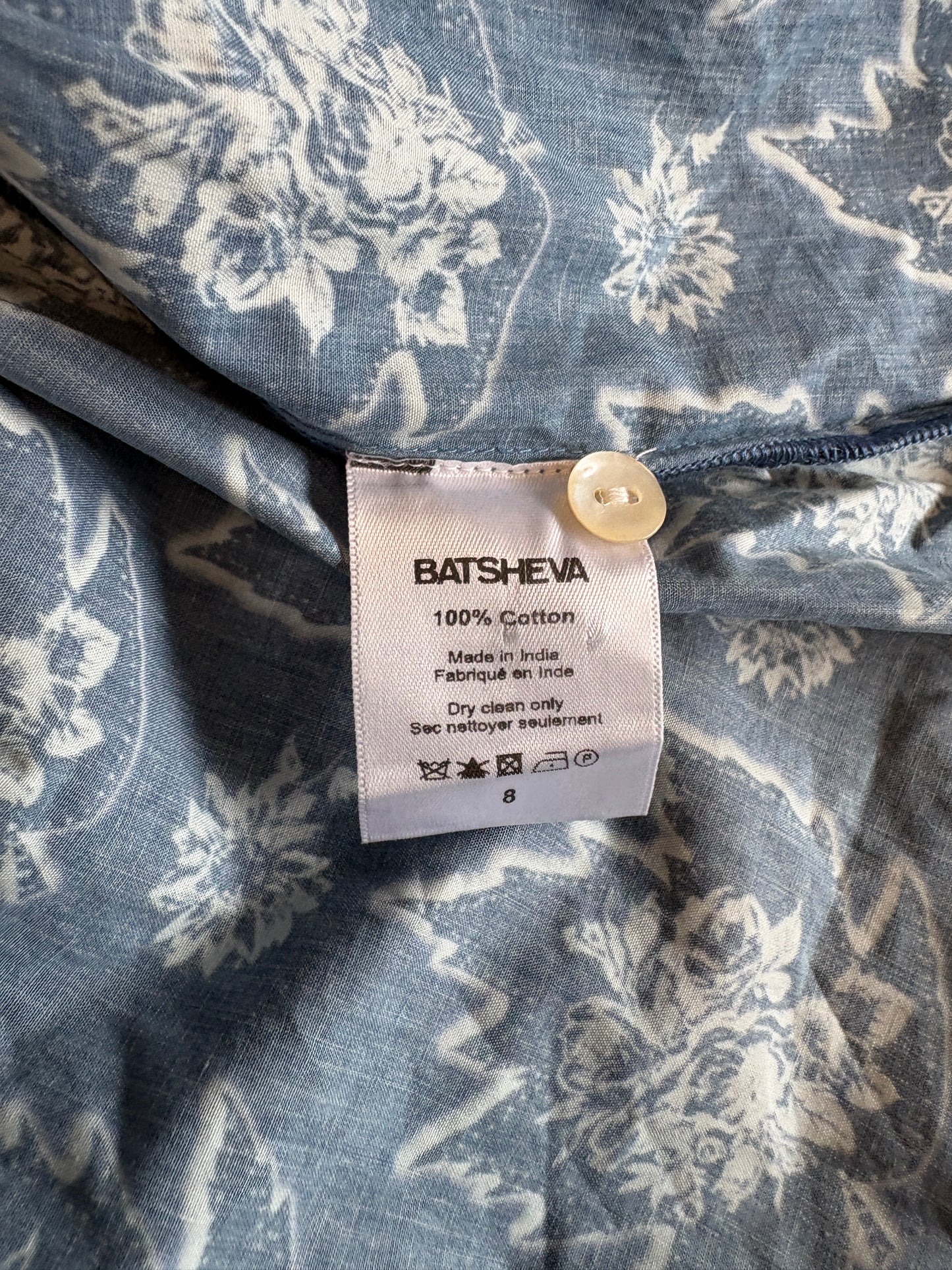 Batsheva Antique Floral Mini Dress Blue