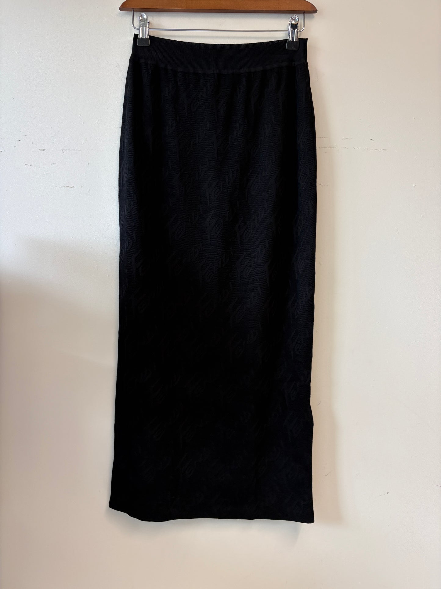 Fendi Logo Black Mesh Skirt