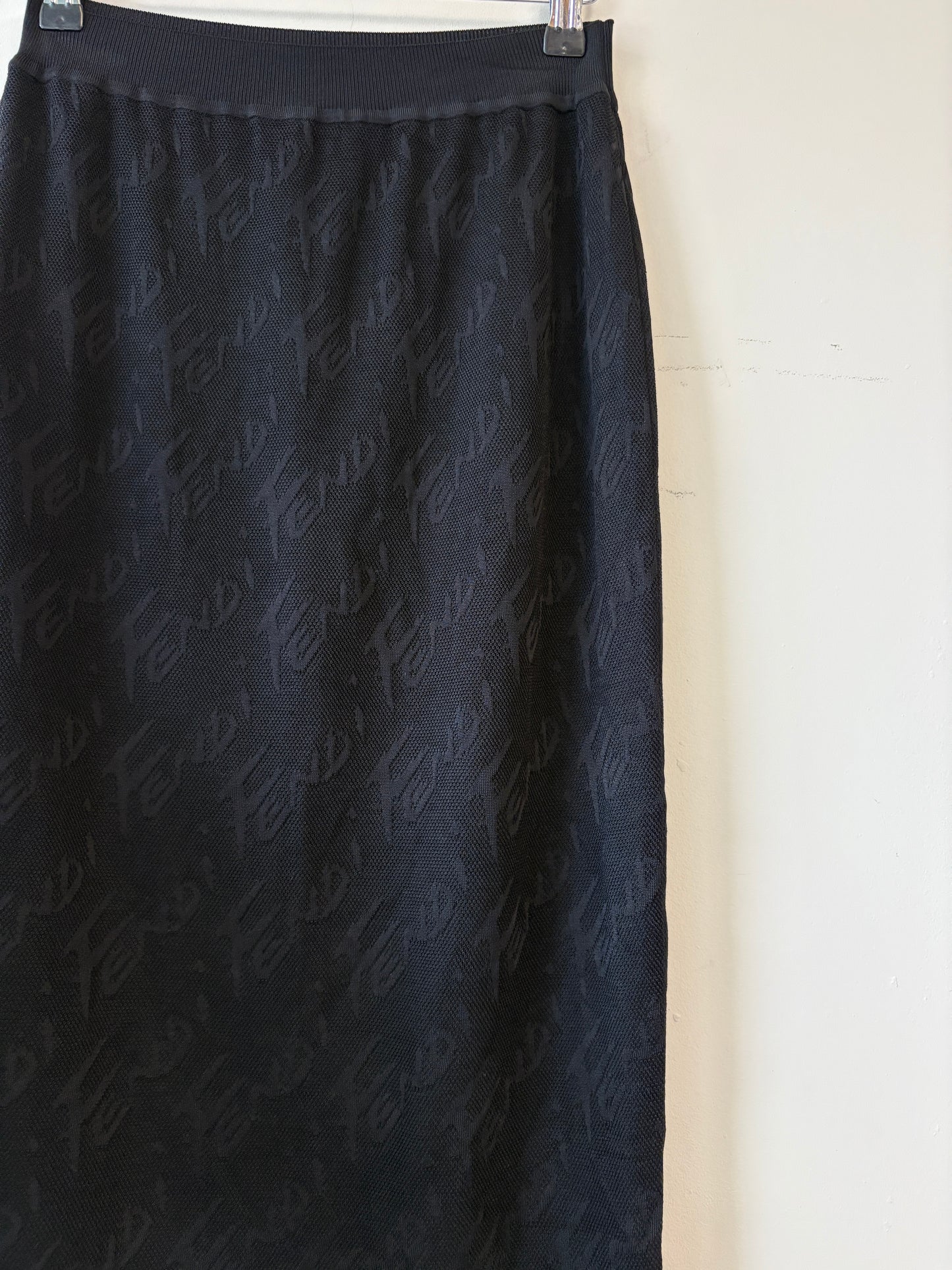 Fendi Logo Black Mesh Skirt