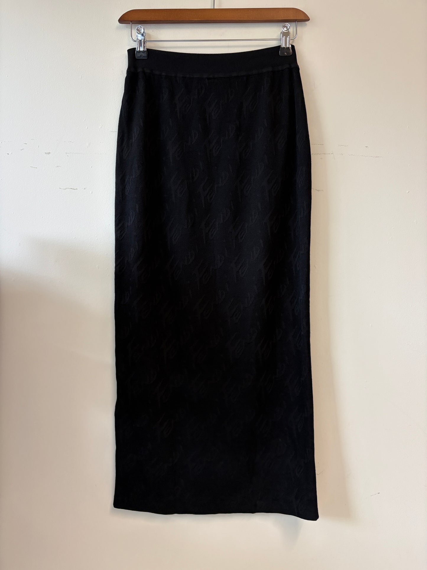 Fendi Logo Black Mesh Skirt
