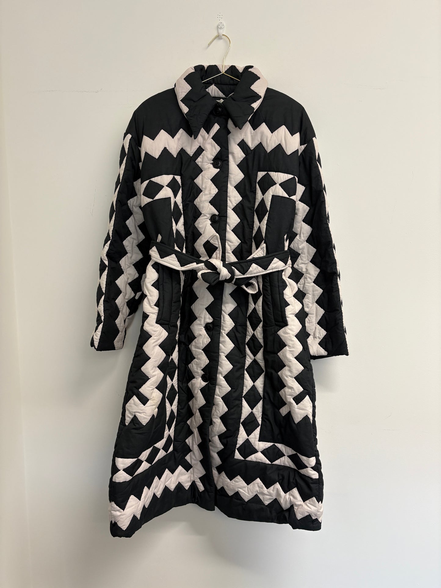 Sea New York Helena Monochrome Quilted Belted Coat