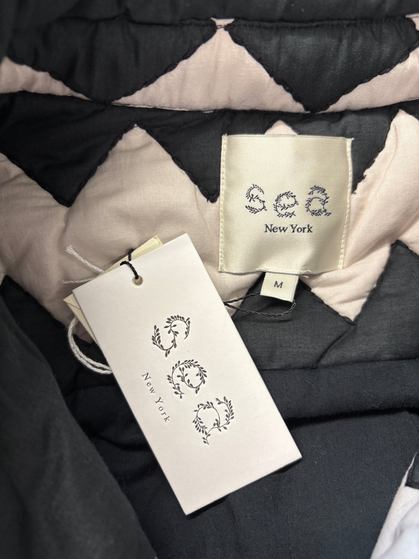 Sea New York Helena Monochrome Quilted Belted Coat