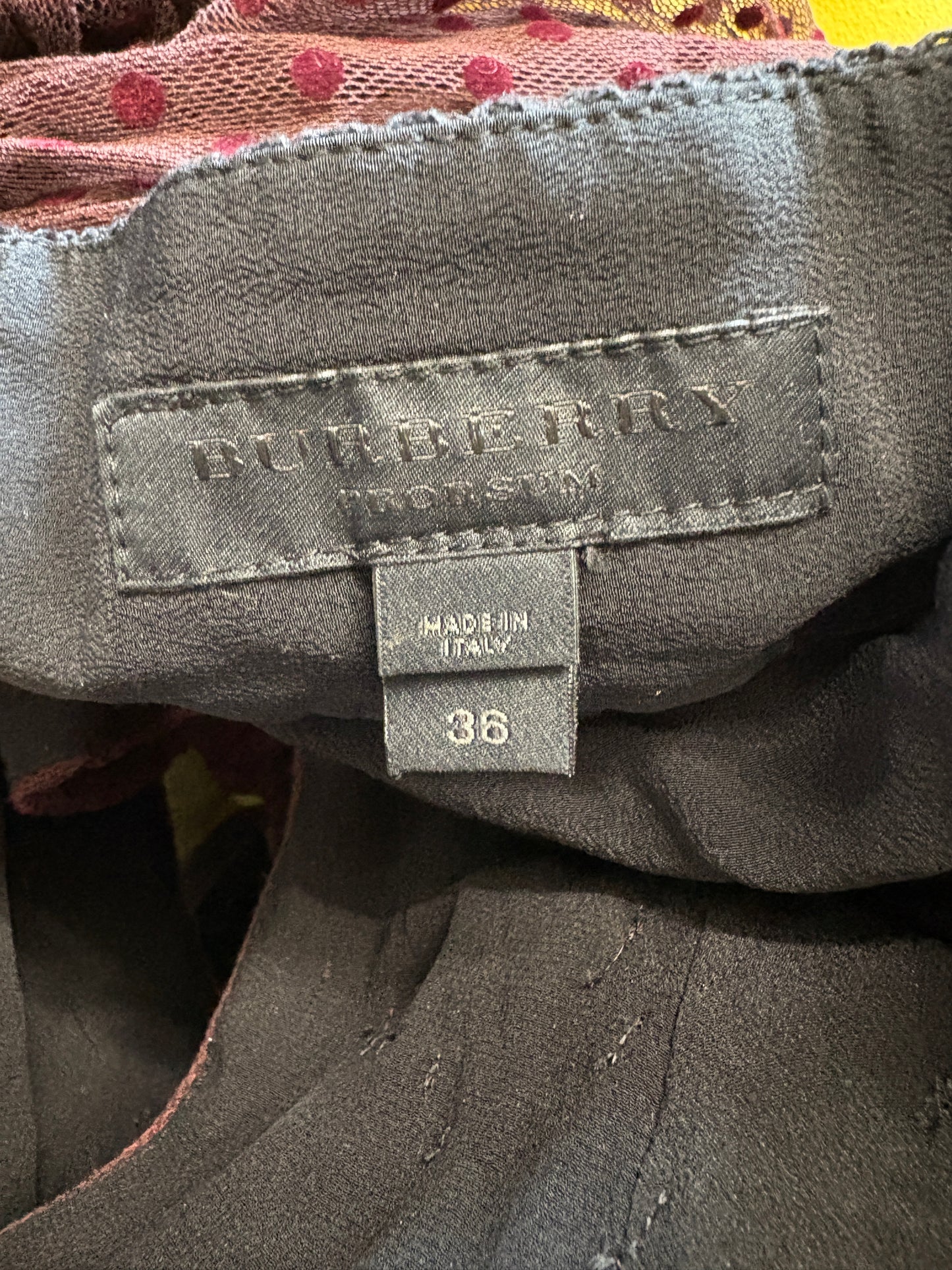 Burberry Burgundy Polkadot Mesh High Neck Gown