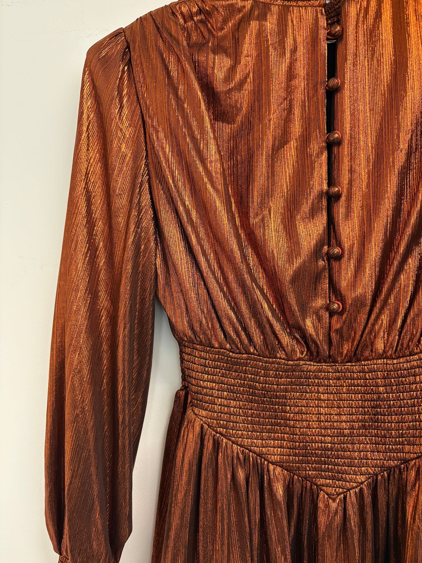 Retrofete Metallic Melody Orange Longsleeved Mini Dress