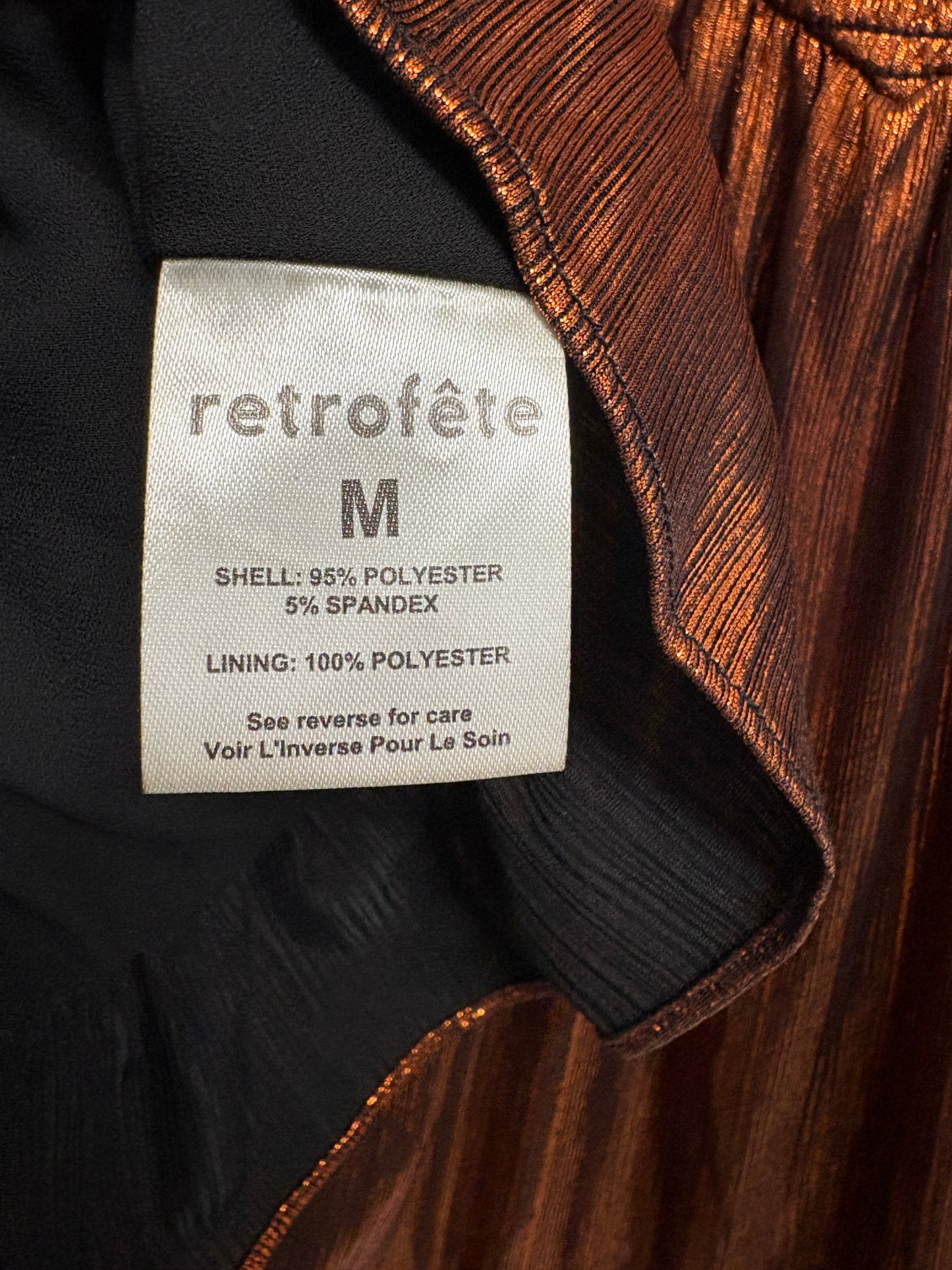 Retrofete Metallic Melody Orange Longsleeved Mini Dress