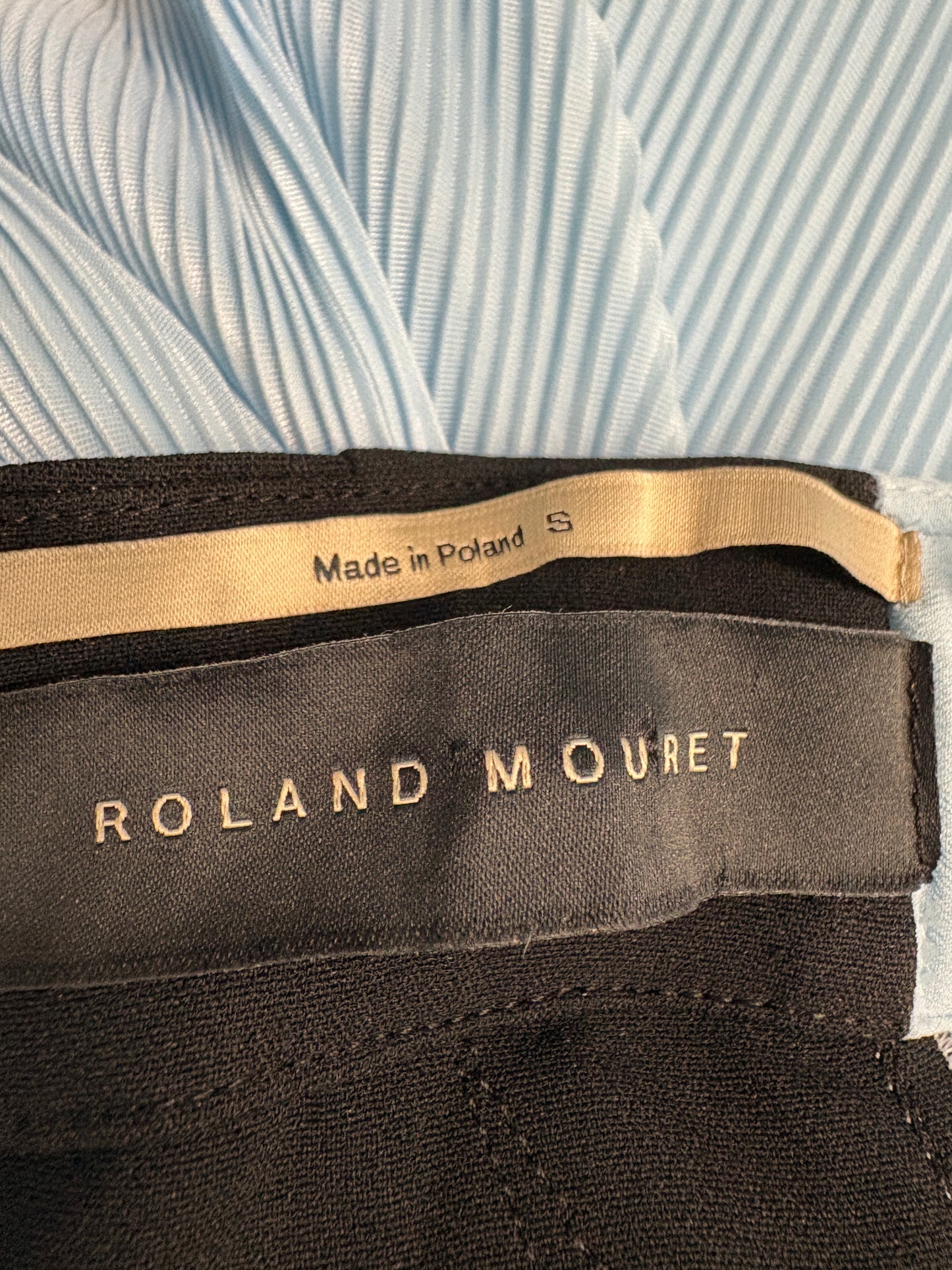 Roland Mouret Haven Blue Plisse Wide Leg Trousers