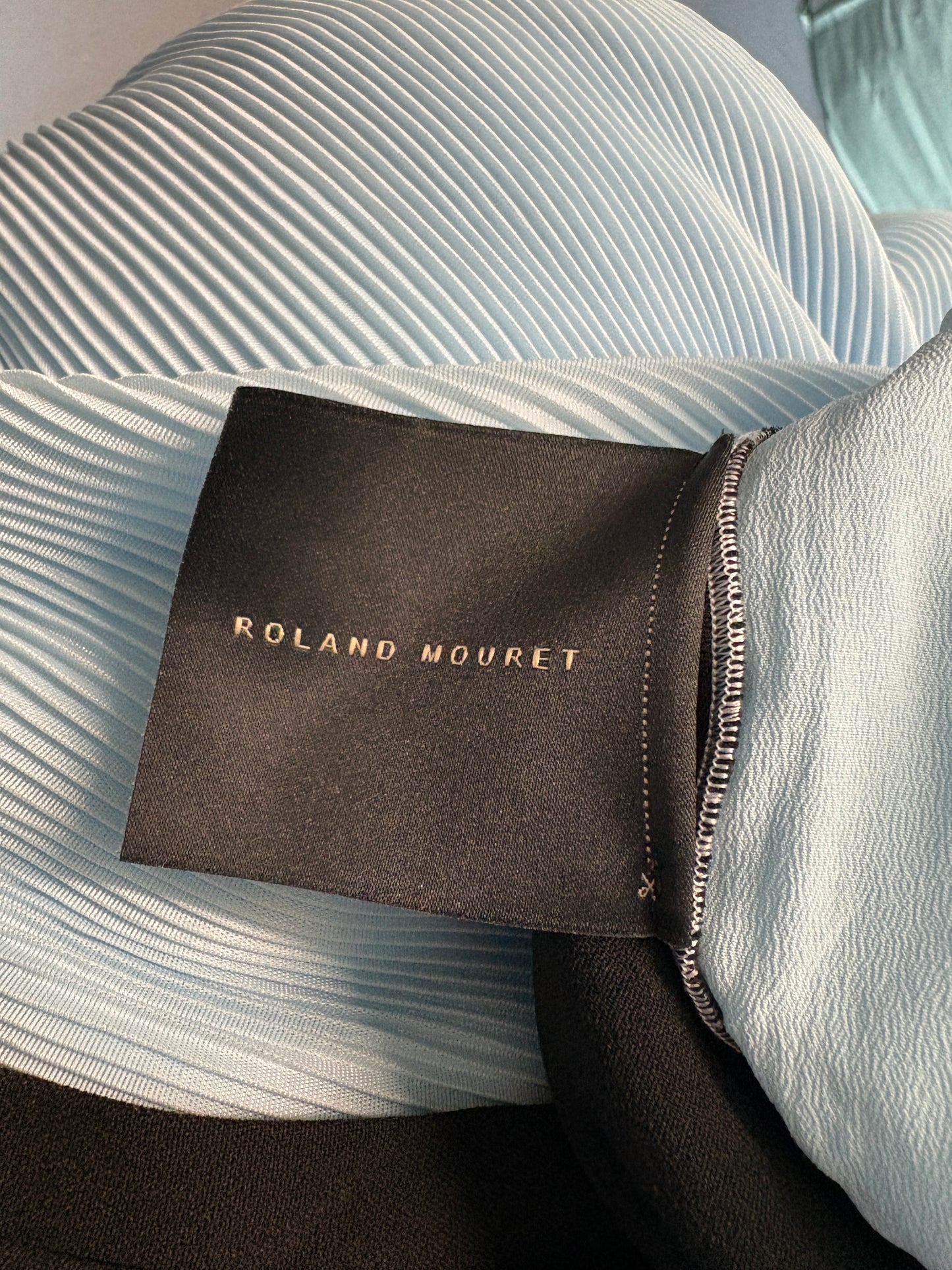 Roland Mouret Haven Blue Plisse Wide Leg Trousers
