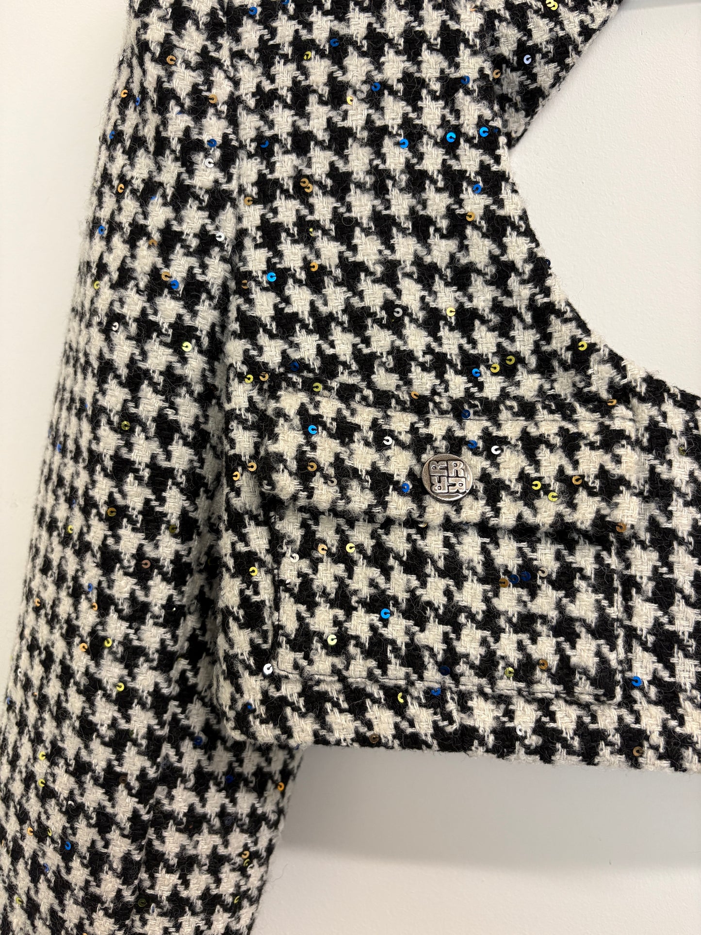 Rotate by Birger Christensen Addison Sequin Houndstooth Tweed Jacket