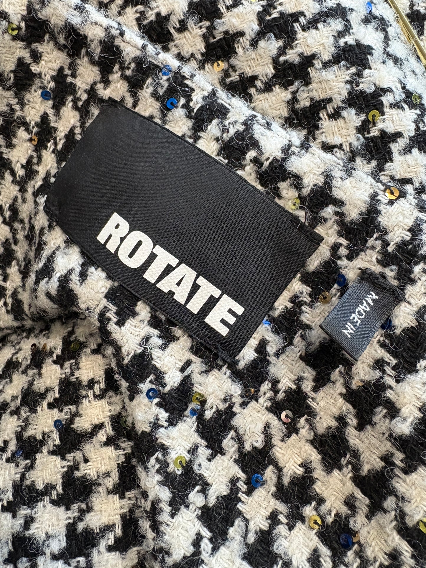 Rotate by Birger Christensen Addison Sequin Houndstooth Tweed Jacket