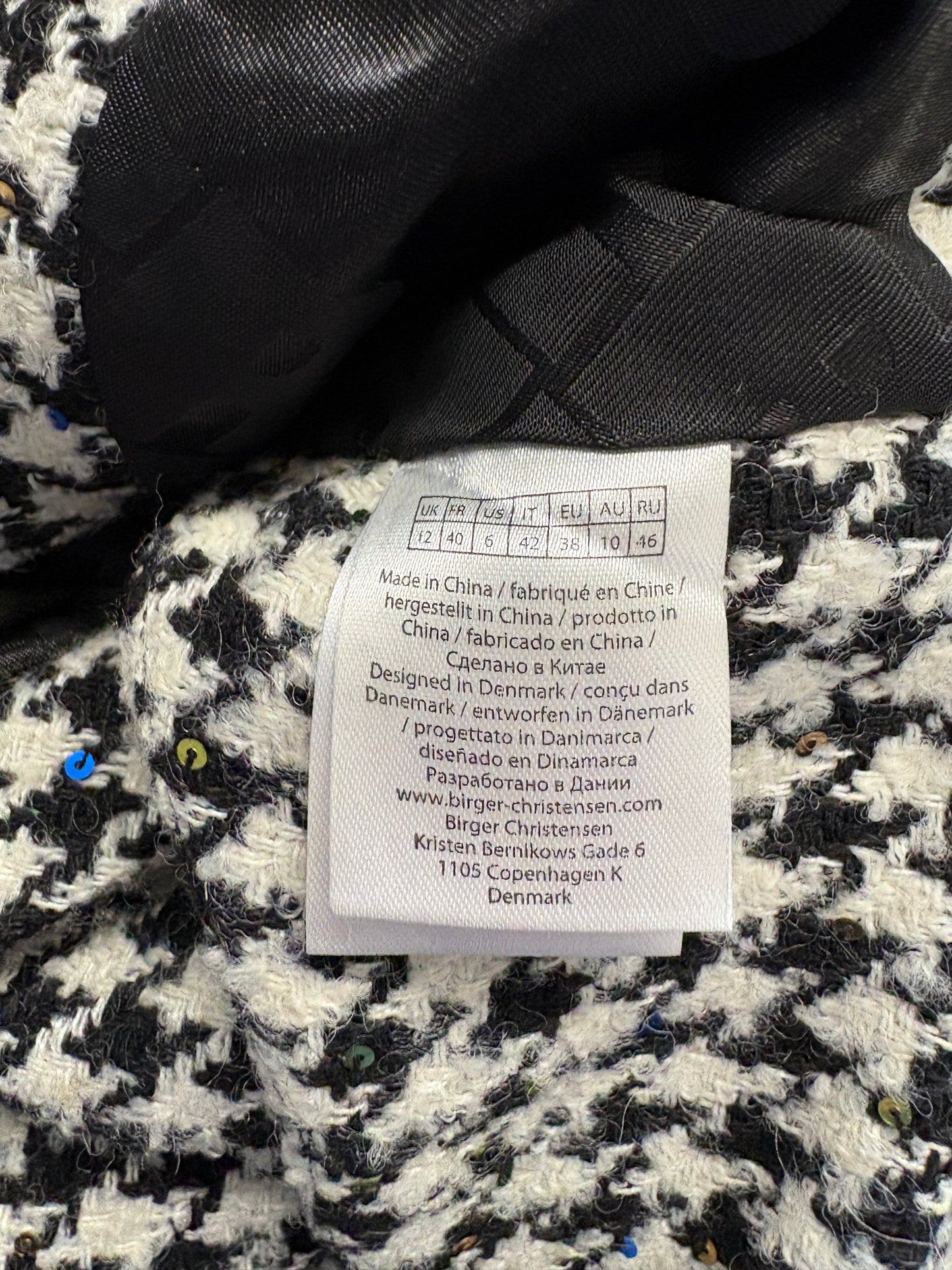 Rotate by Birger Christensen Addison Sequin Houndstooth Tweed Jacket