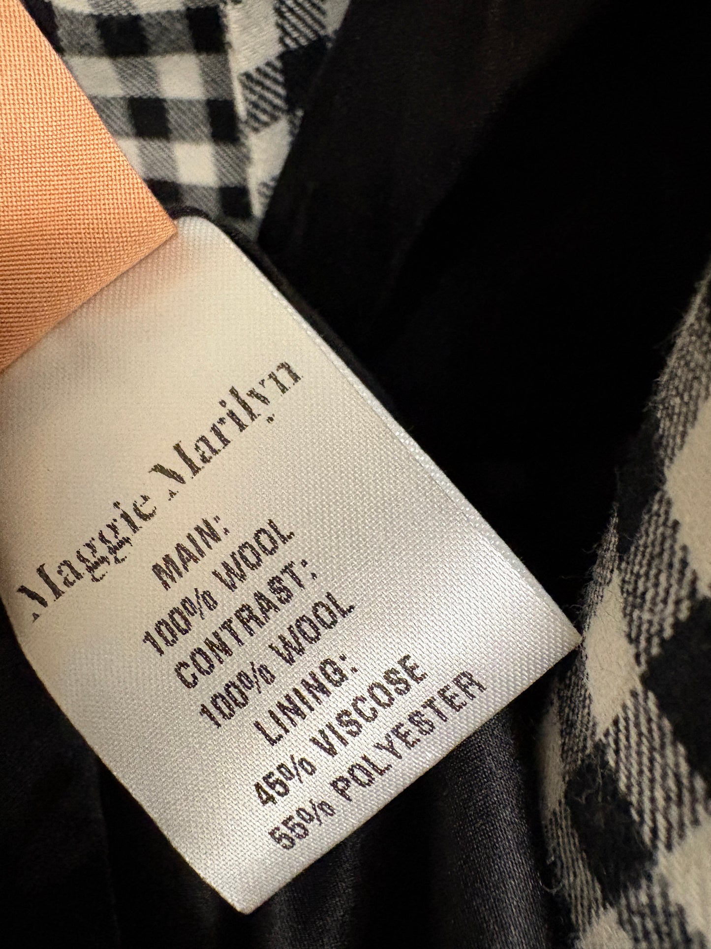 Maggie Marilyn Wool Gingham Trench Coat