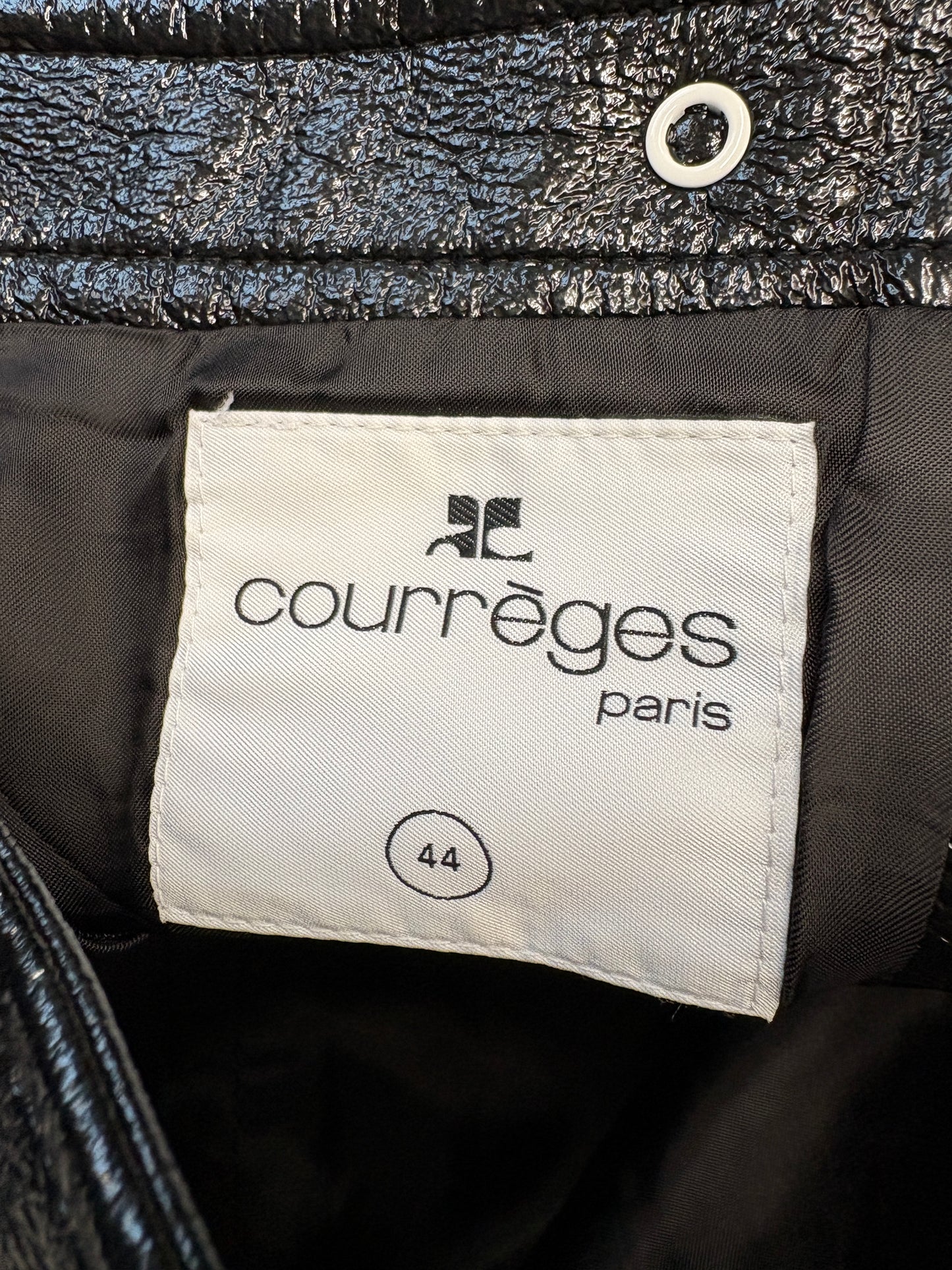 Courreges Black Vinyl Patent Mini Skirt