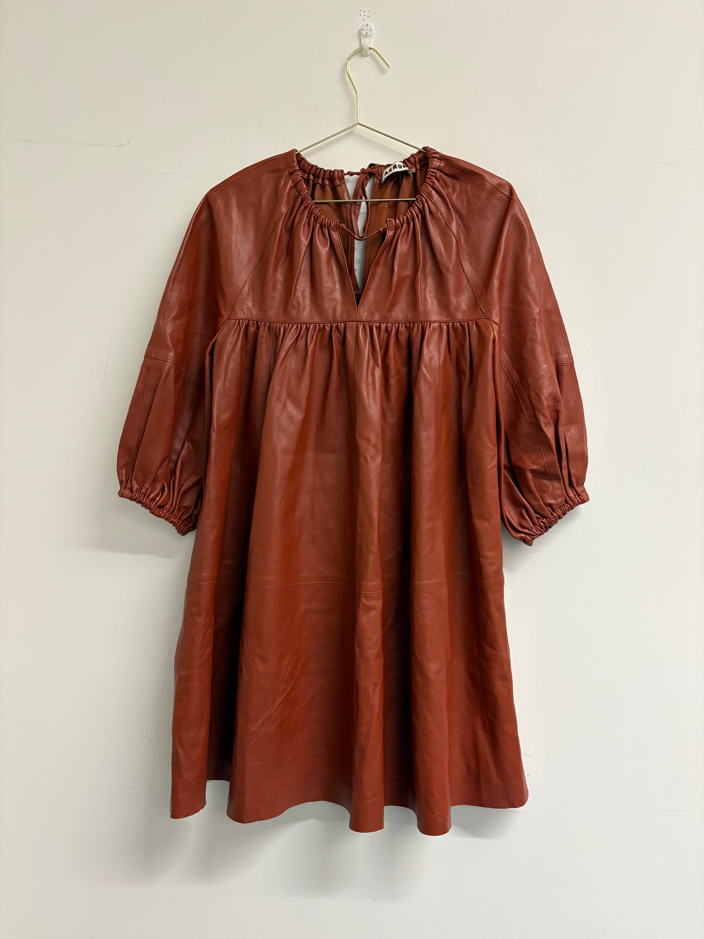 Aeron Rust Leather Mini Dress