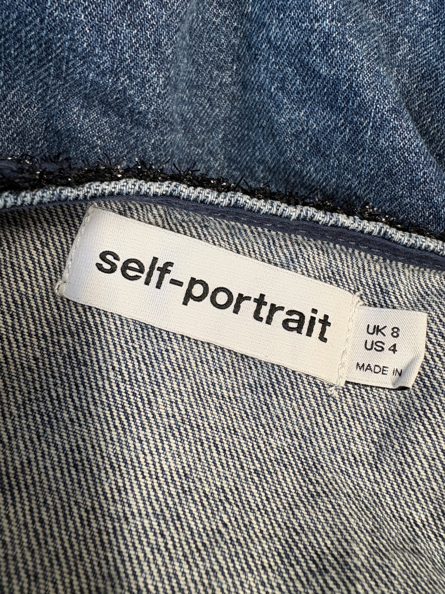 Self-Portrait Blue Denim Jacket And Mini Skirt