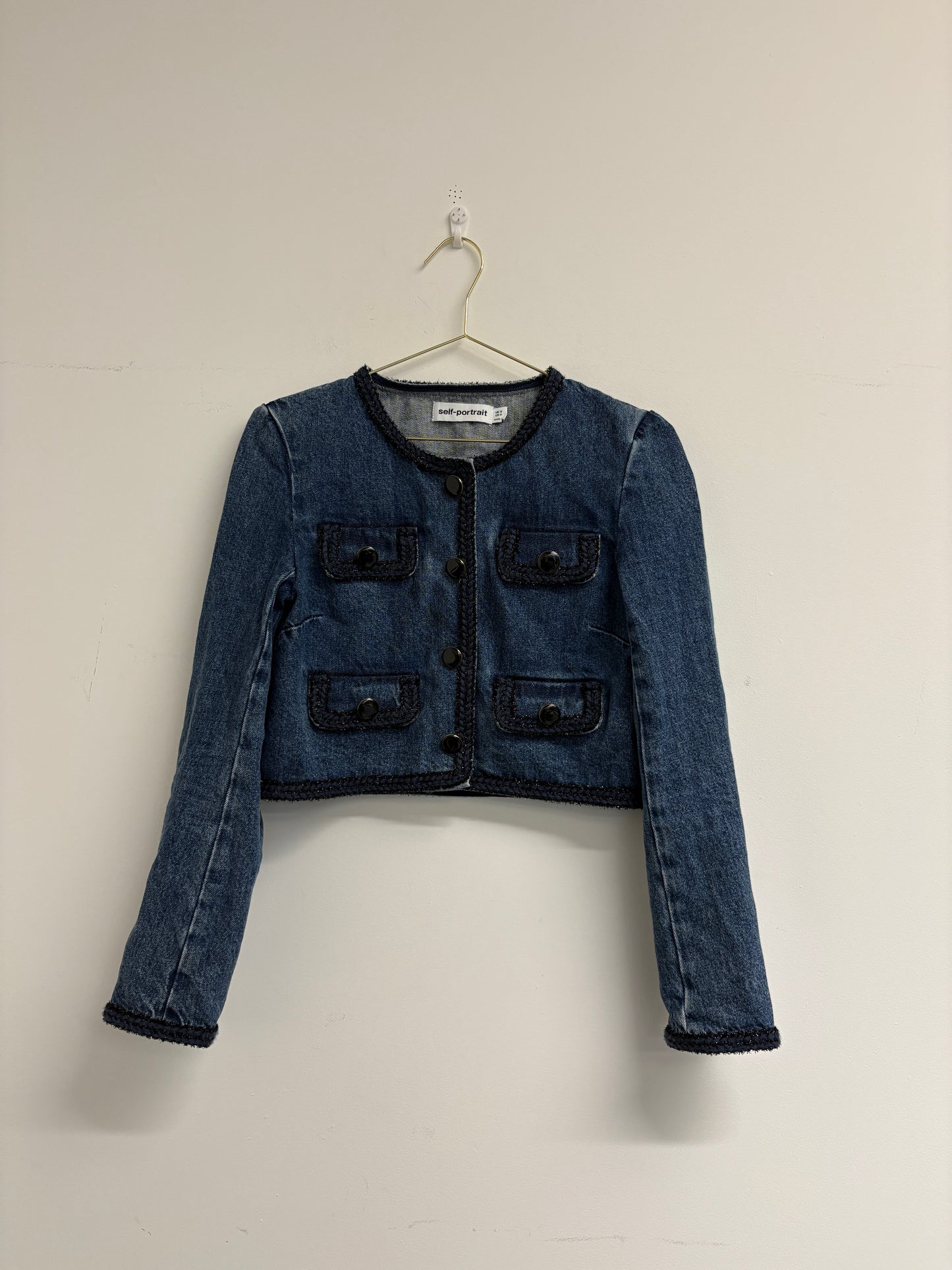 Self-Portrait Blue Denim Jacket And Mini Skirt