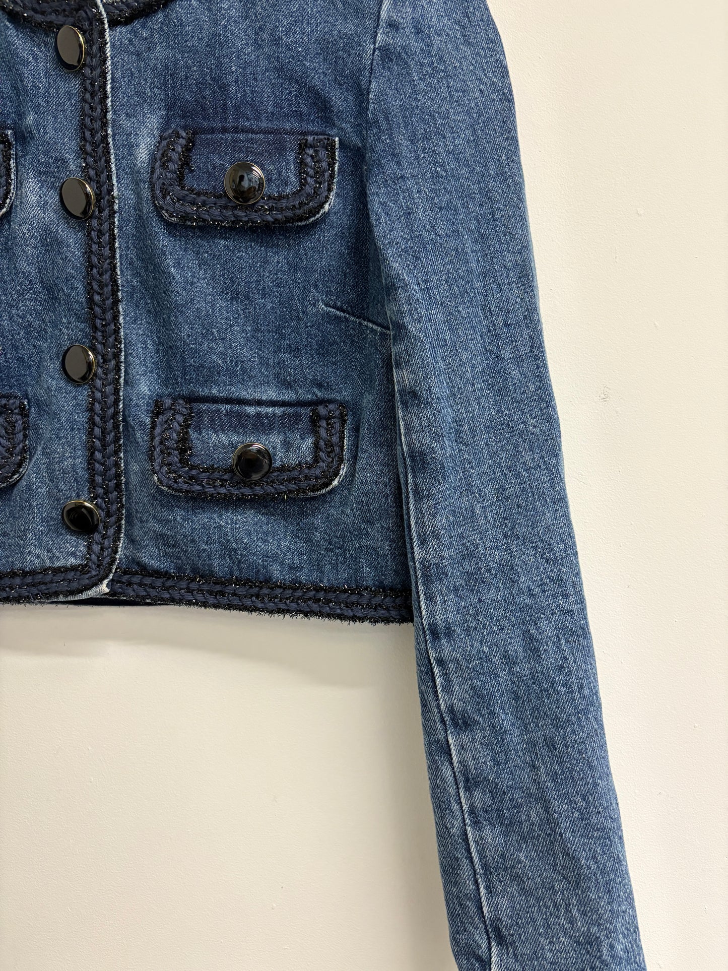 Self-Portrait Blue Denim Jacket And Mini Skirt