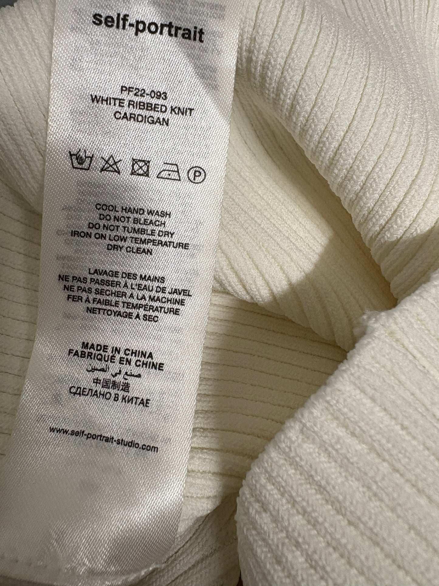 Self Portrait Cream Ribbed Crop Top With Gold Buttons