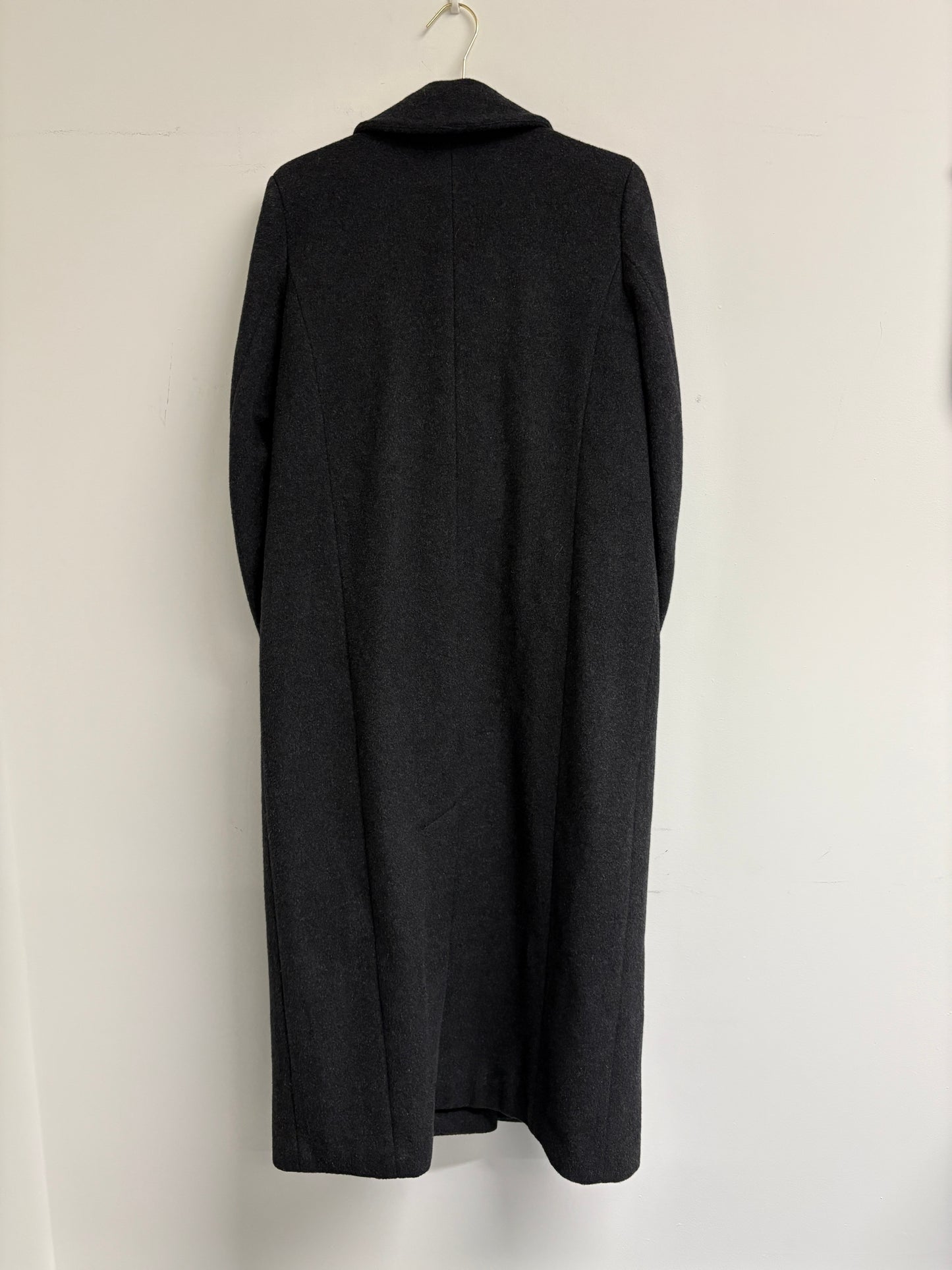 Ganni Charcoal Long Wool Double Breasted Coat