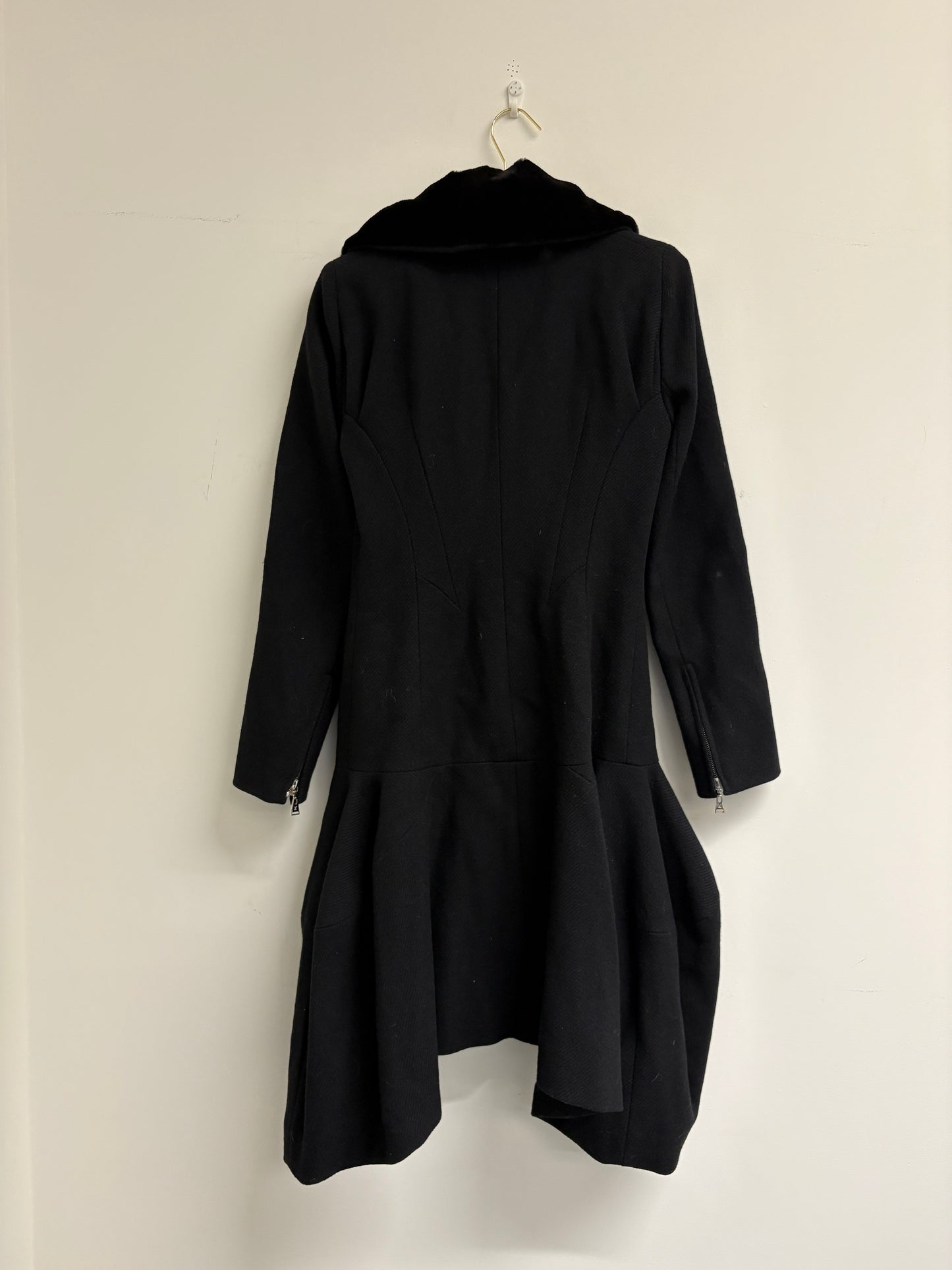Louis Vuitton Black Wool Coat With Mink Collar