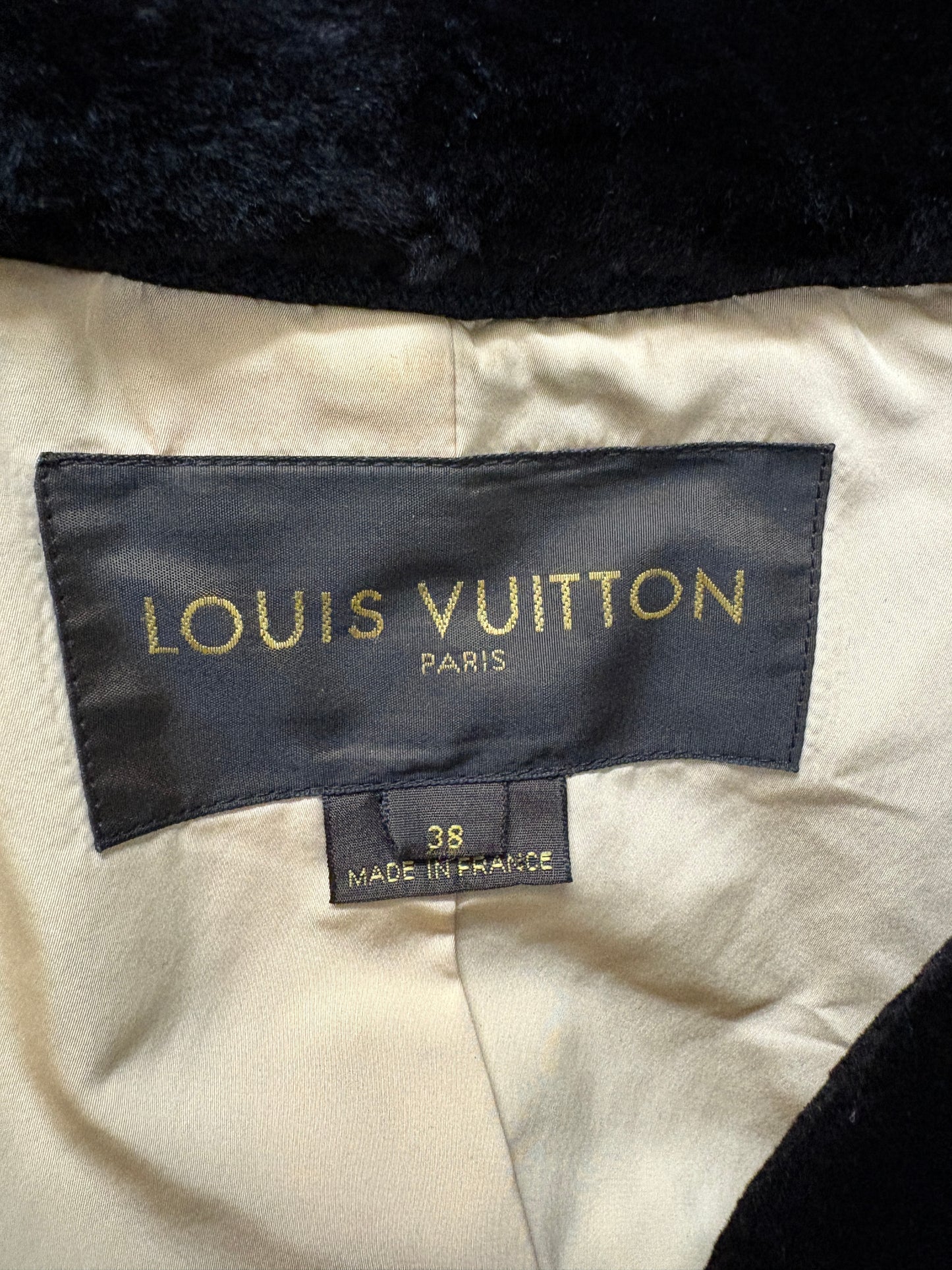 Louis Vuitton Black Wool Coat With Mink Collar