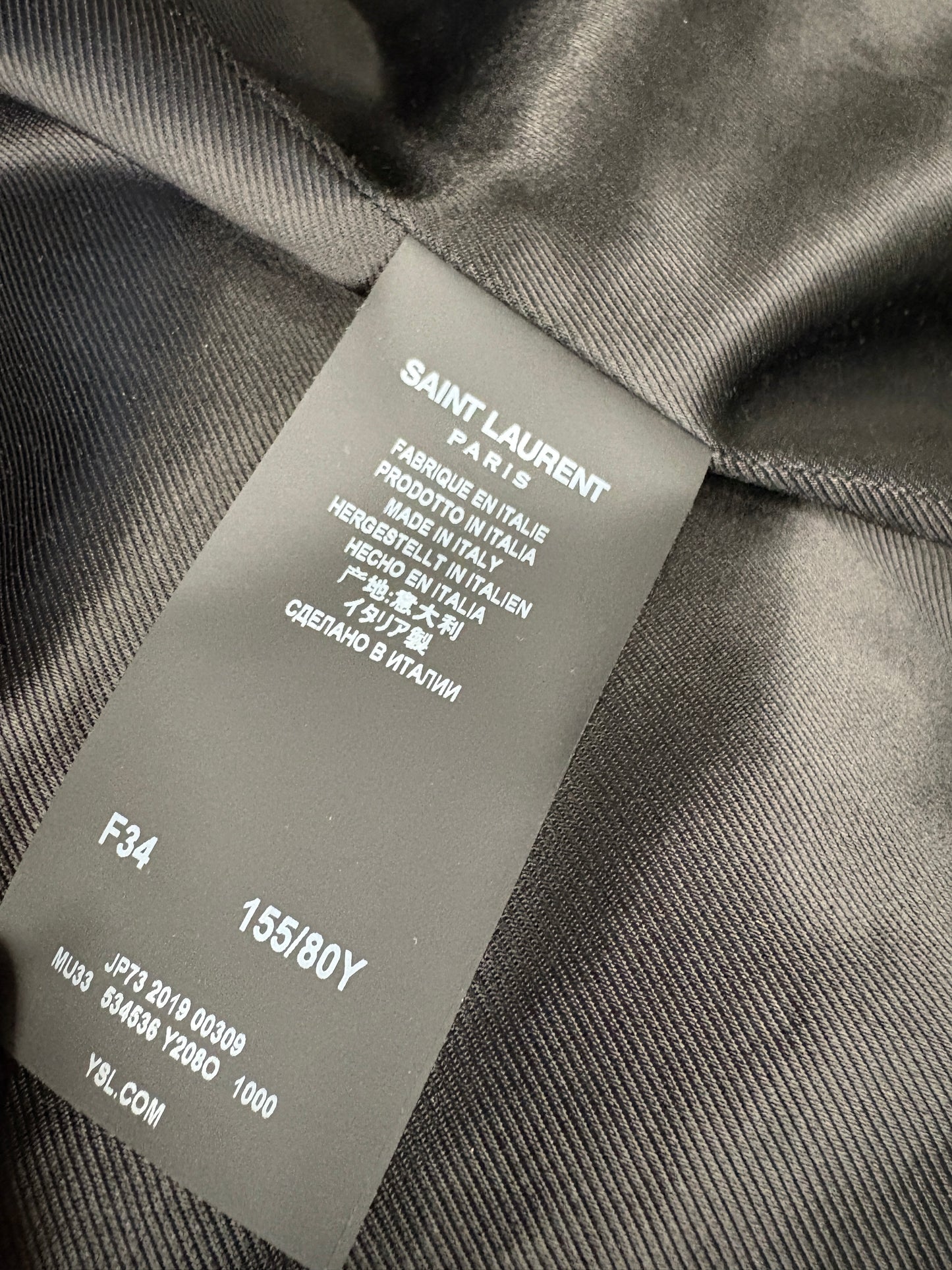 Saint Laurent Black Mock Croc Coated Cotton Jacket