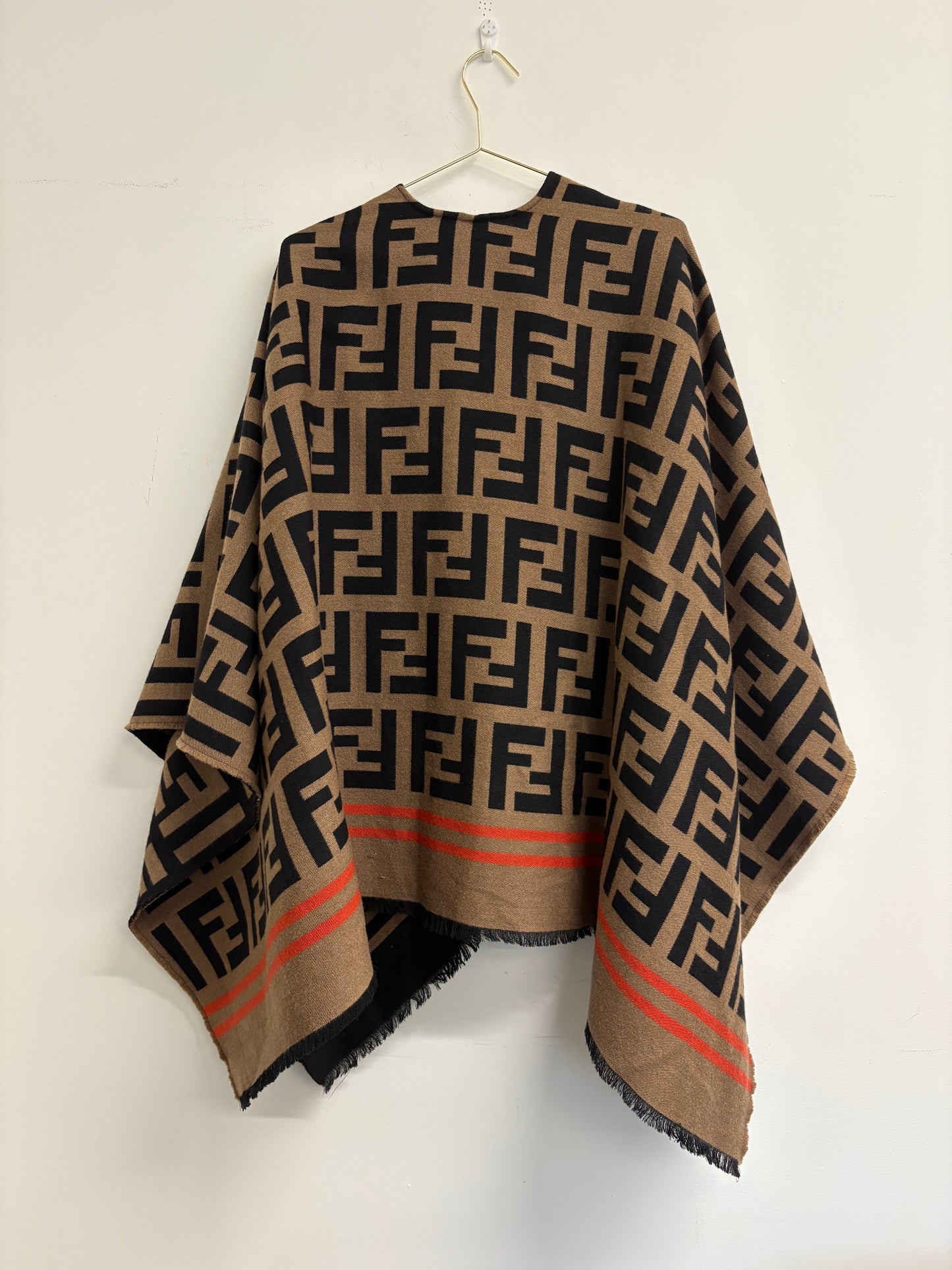 Fendi FF Monogram Logo Wool Shawl