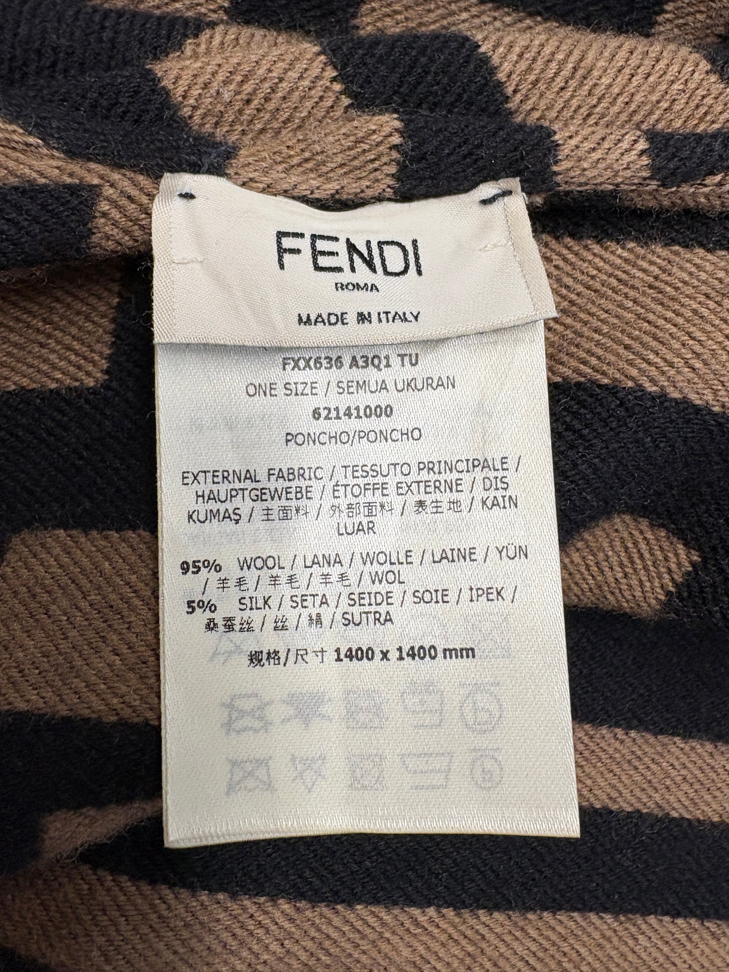 Fendi FF Monogram Logo Wool Shawl