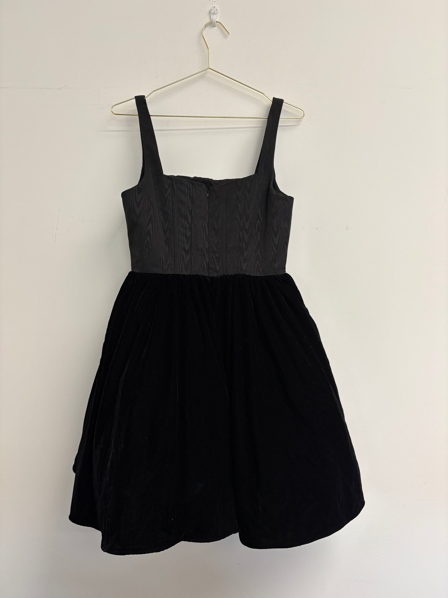 Staud Black Velvet Corseted Skater Dress