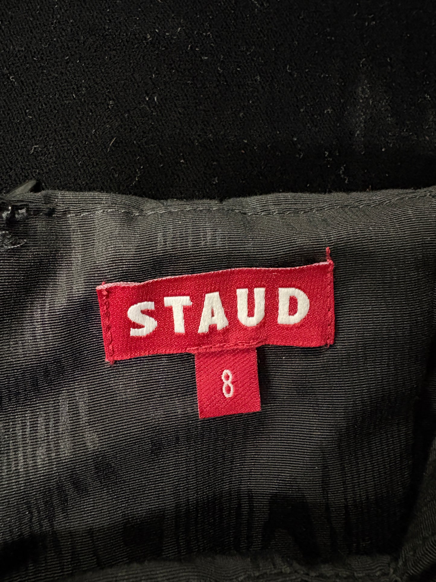 Staud Black Velvet Corseted Skater Dress