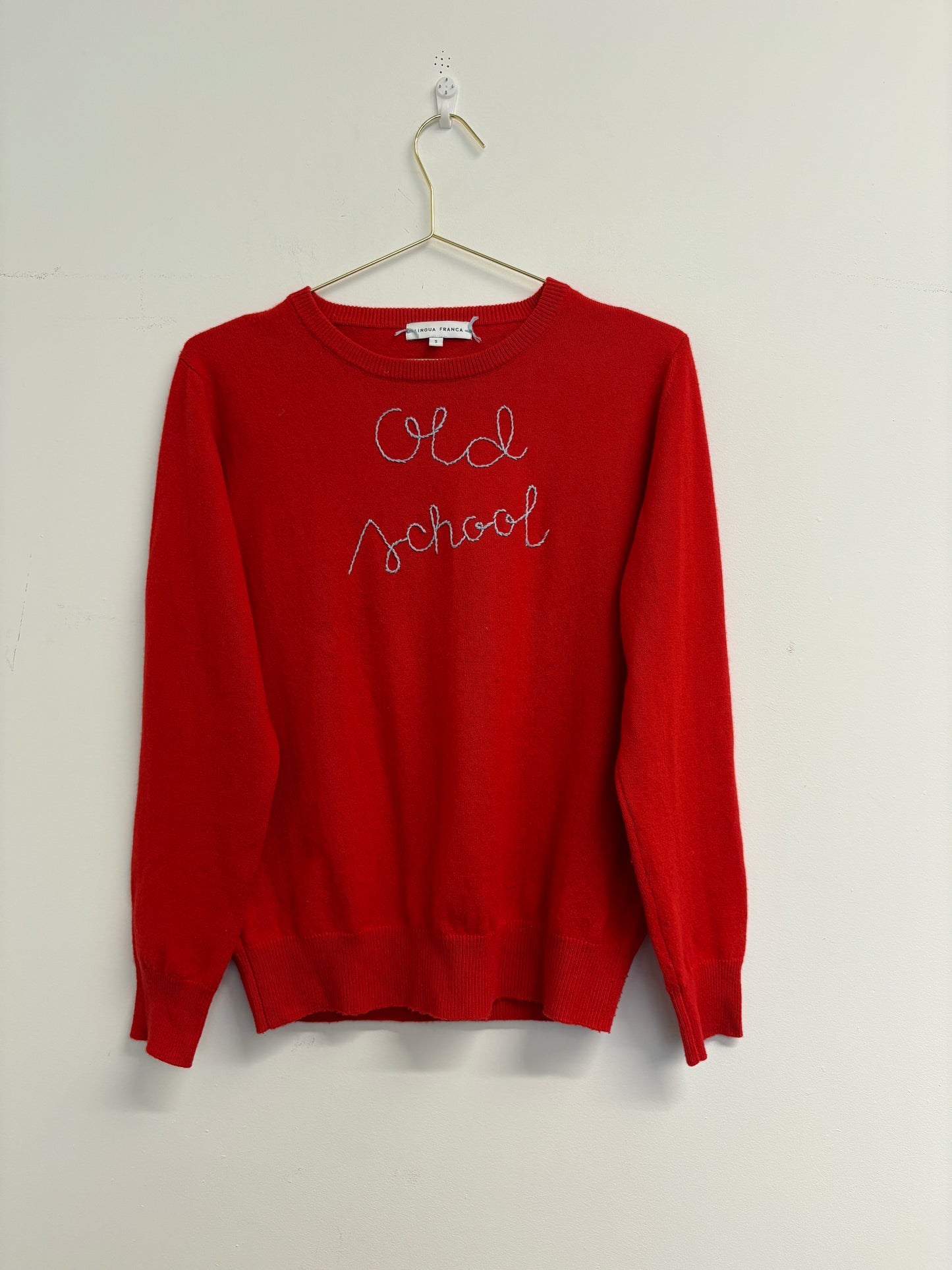 Lingua Franca Red 'Old School' Cashmere Jumper