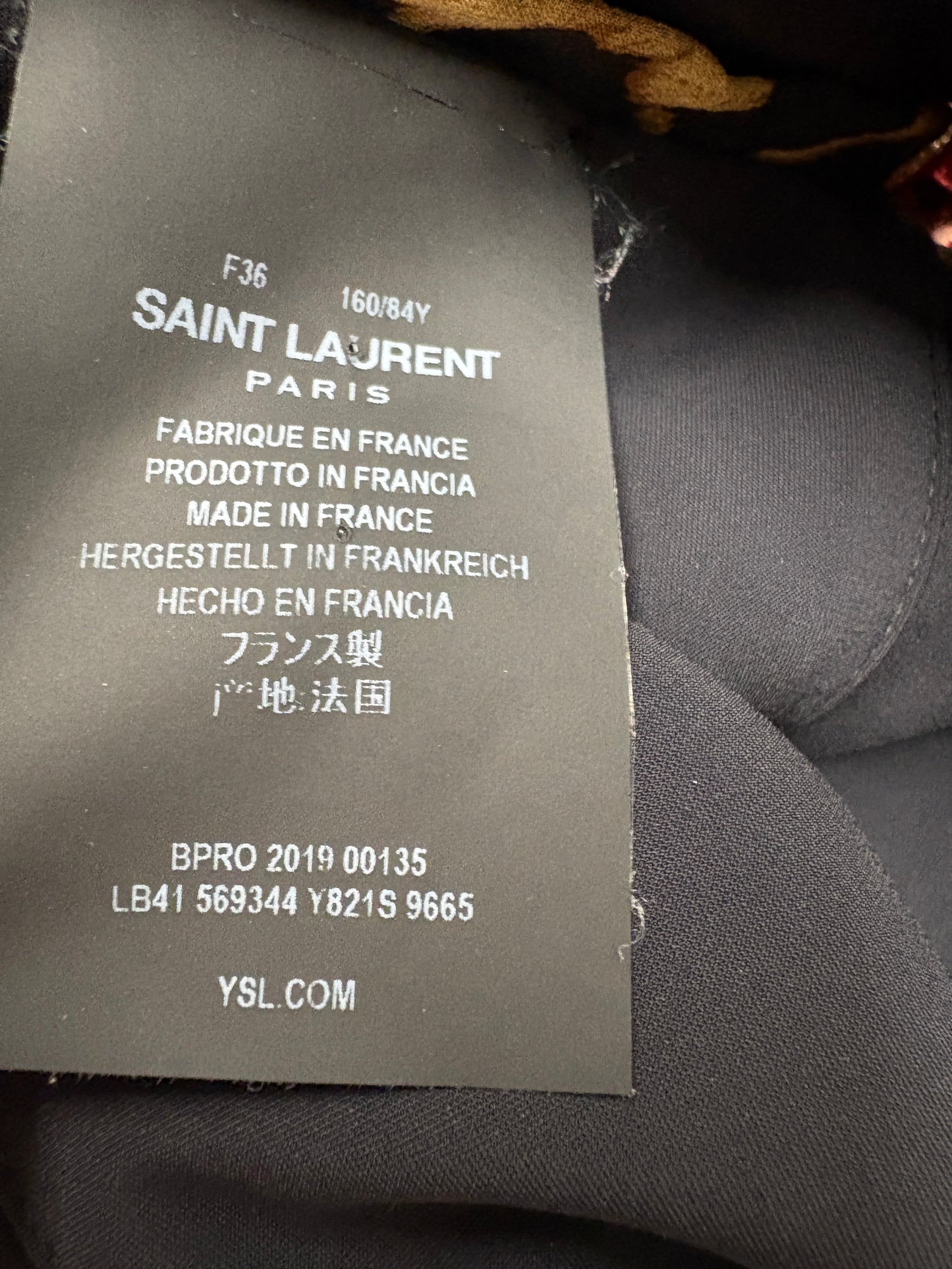 Saint Laurent Ruched Leopard Print Silk Bodysuit