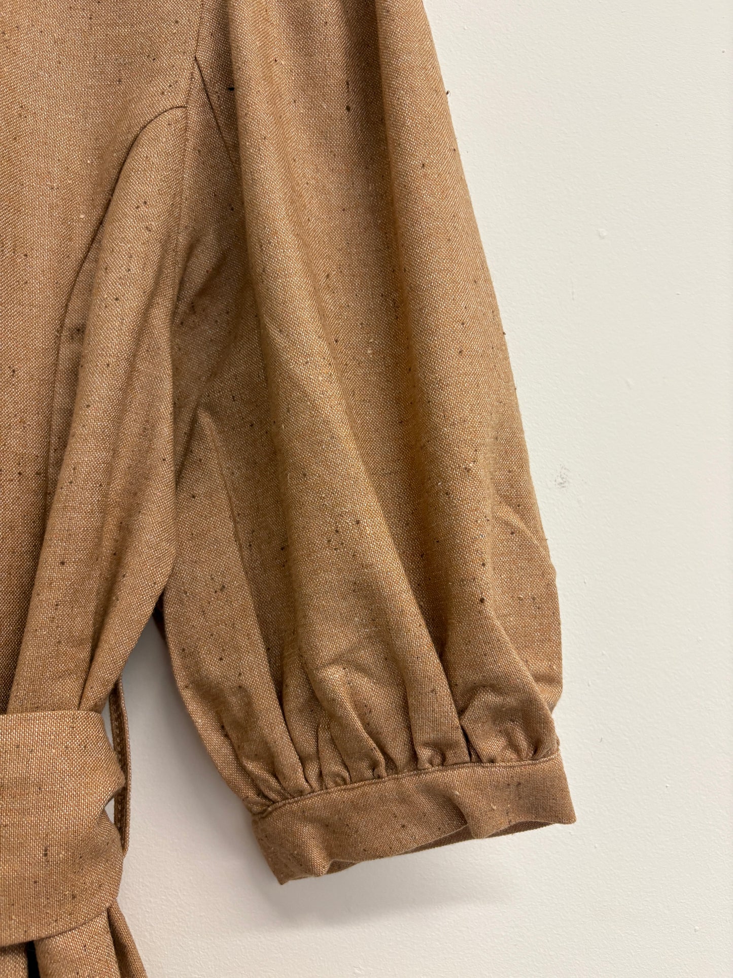 Destree Amoako Camel Puff Sleeve Wool Dress