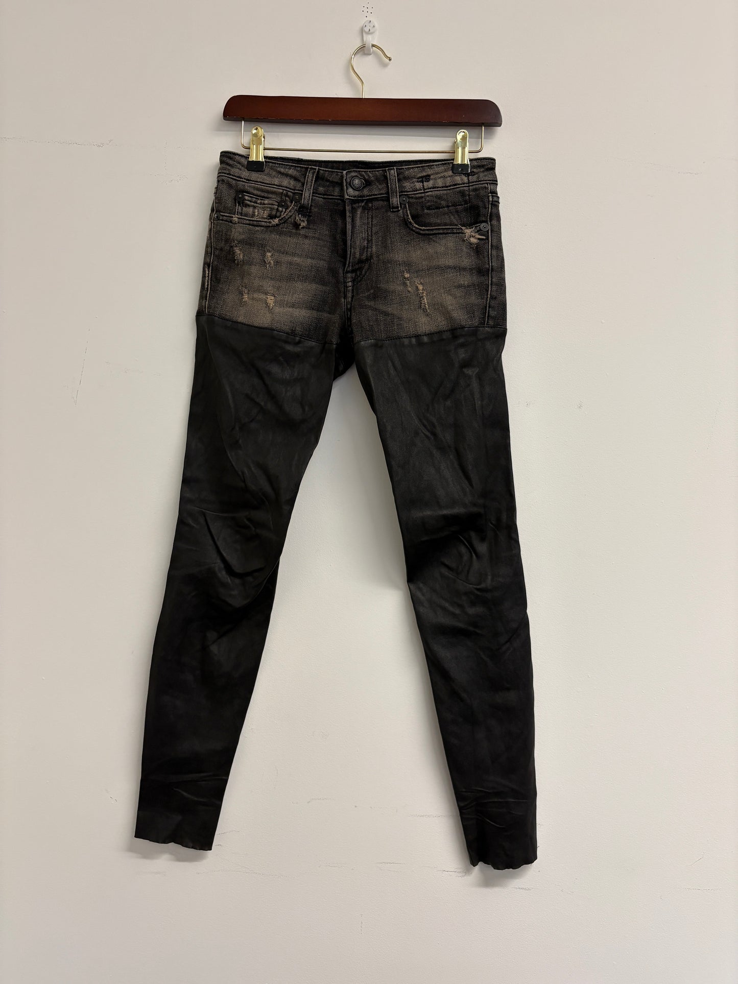 R13 Alison Chaps Leather Patch Skinny Jeans