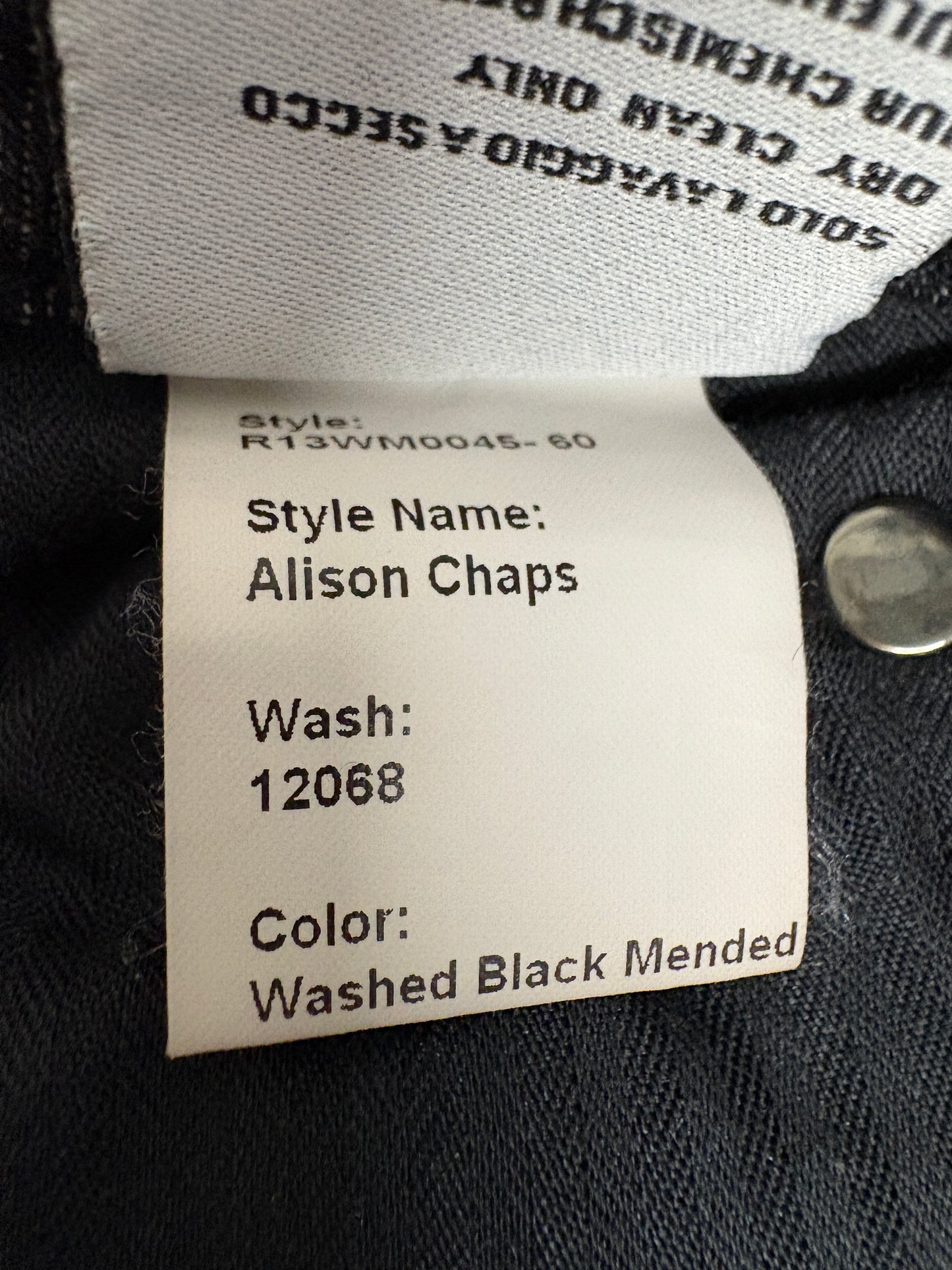 R13 Alison Chaps Leather Patch Skinny Jeans