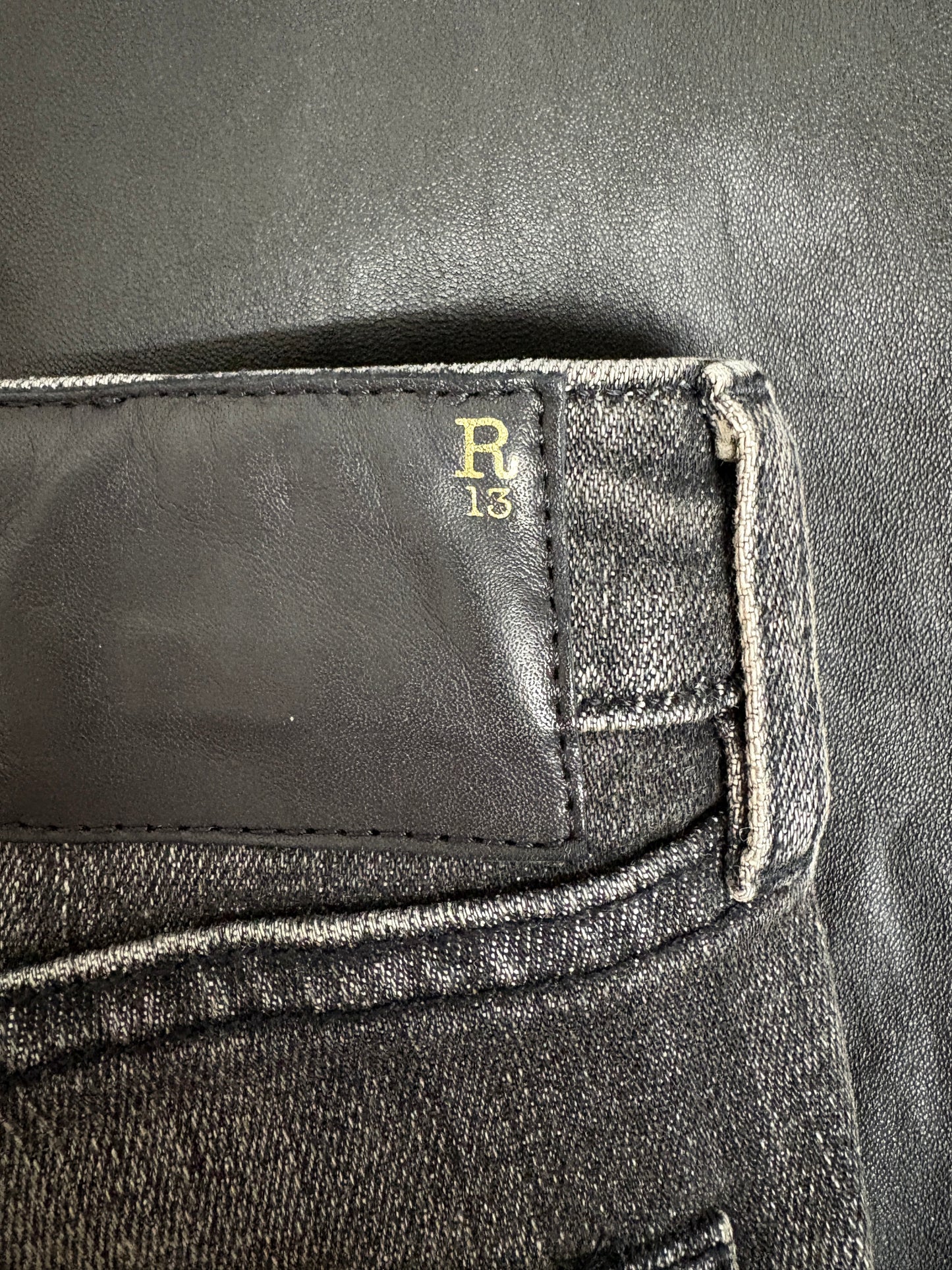 R13 Alison Chaps Leather Patch Skinny Jeans
