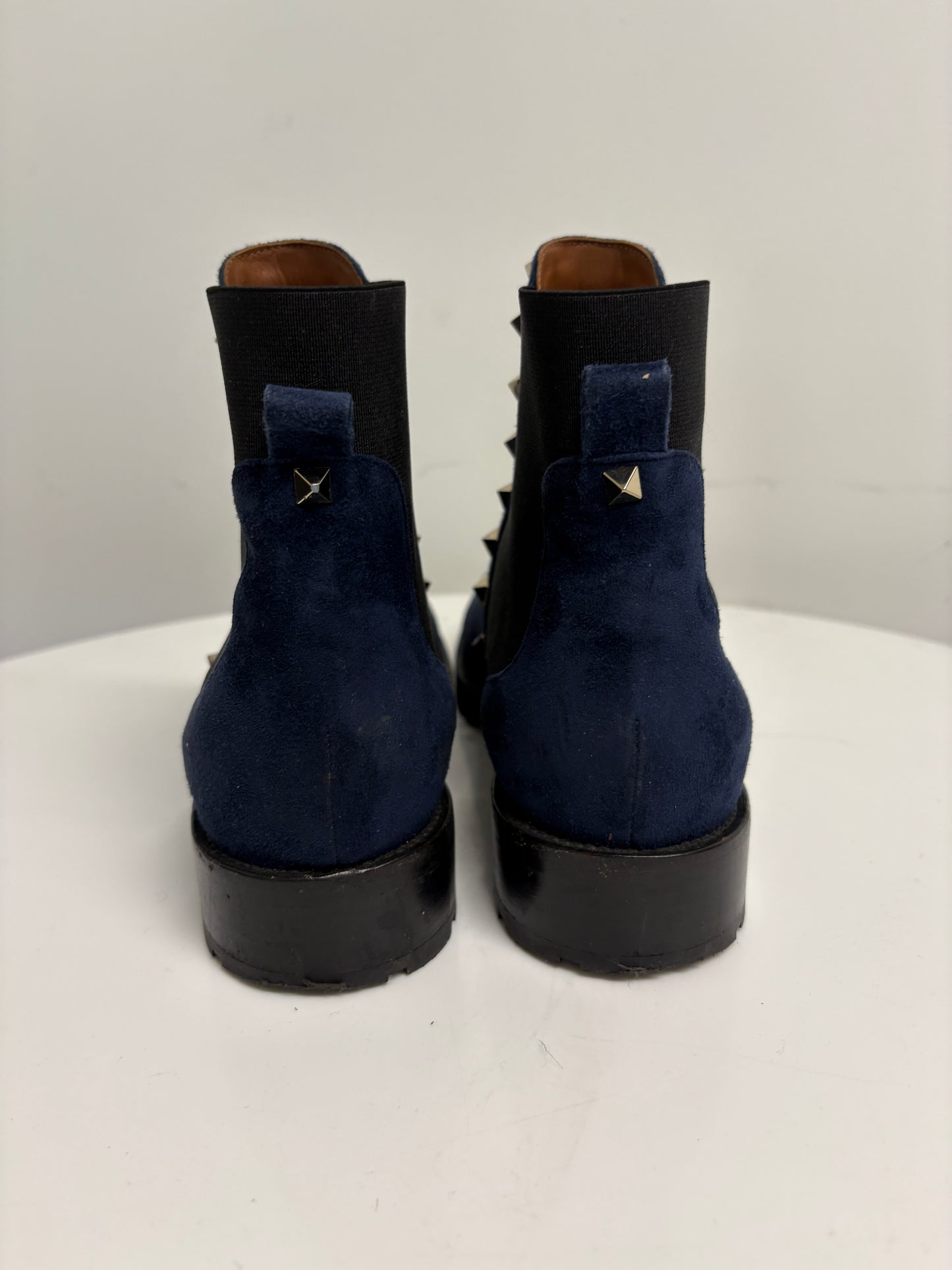 Valentino Rockstud Navy Suede Boots