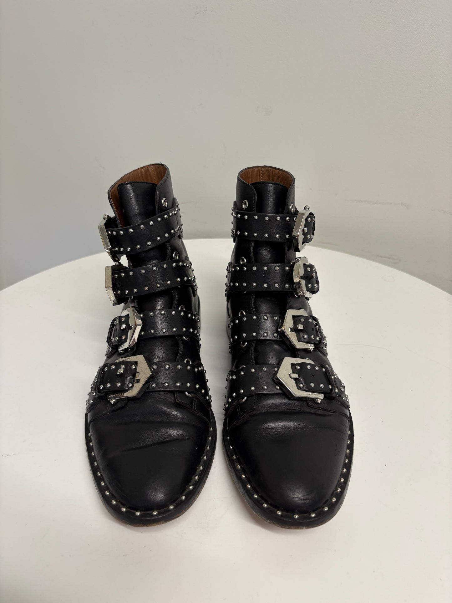 Givenchy Elegant Black Studded Leather Ankle Boots